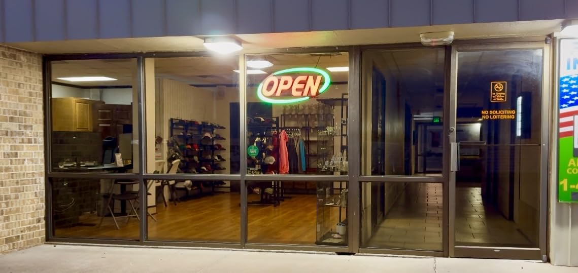 Green Light Innovations Super-Bright LED Open Sign for Business 15x32 in - 64 Color Combos via Bluetooth App or Remote - Programmable On/Off Timer, Scroll/Flash/Phase Modes - Daylight Visible customer photo 2