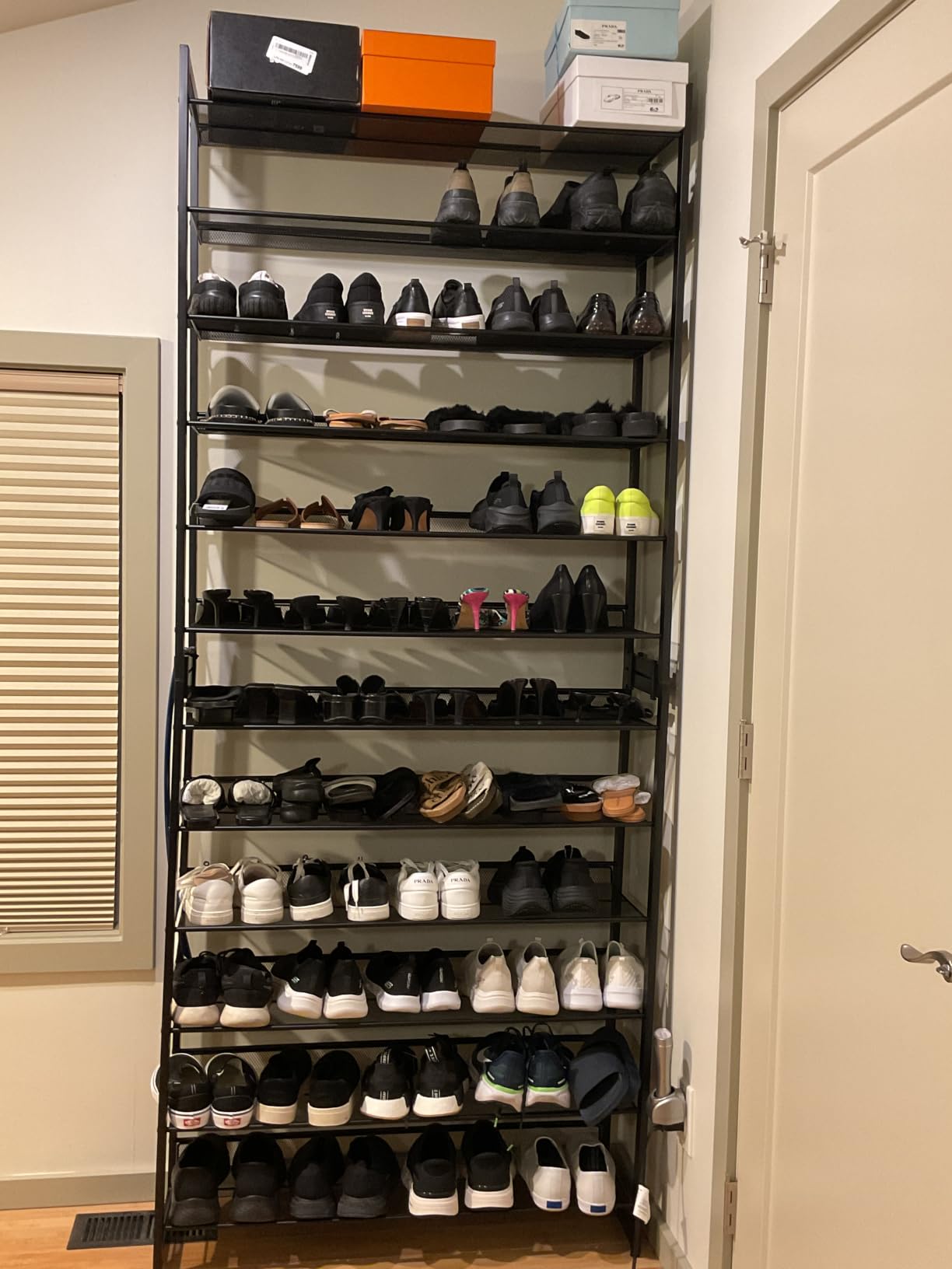 SONGMICS Shoe Rack, 5-Tier Shoe Organizer, Metal Shoe Storage for Garage, Stackable Shoe Shelf, with Adjustable Flat or Angled Shelves, 20-25 Pairs, Charcoal Gray ULMR05GB customer photo 1