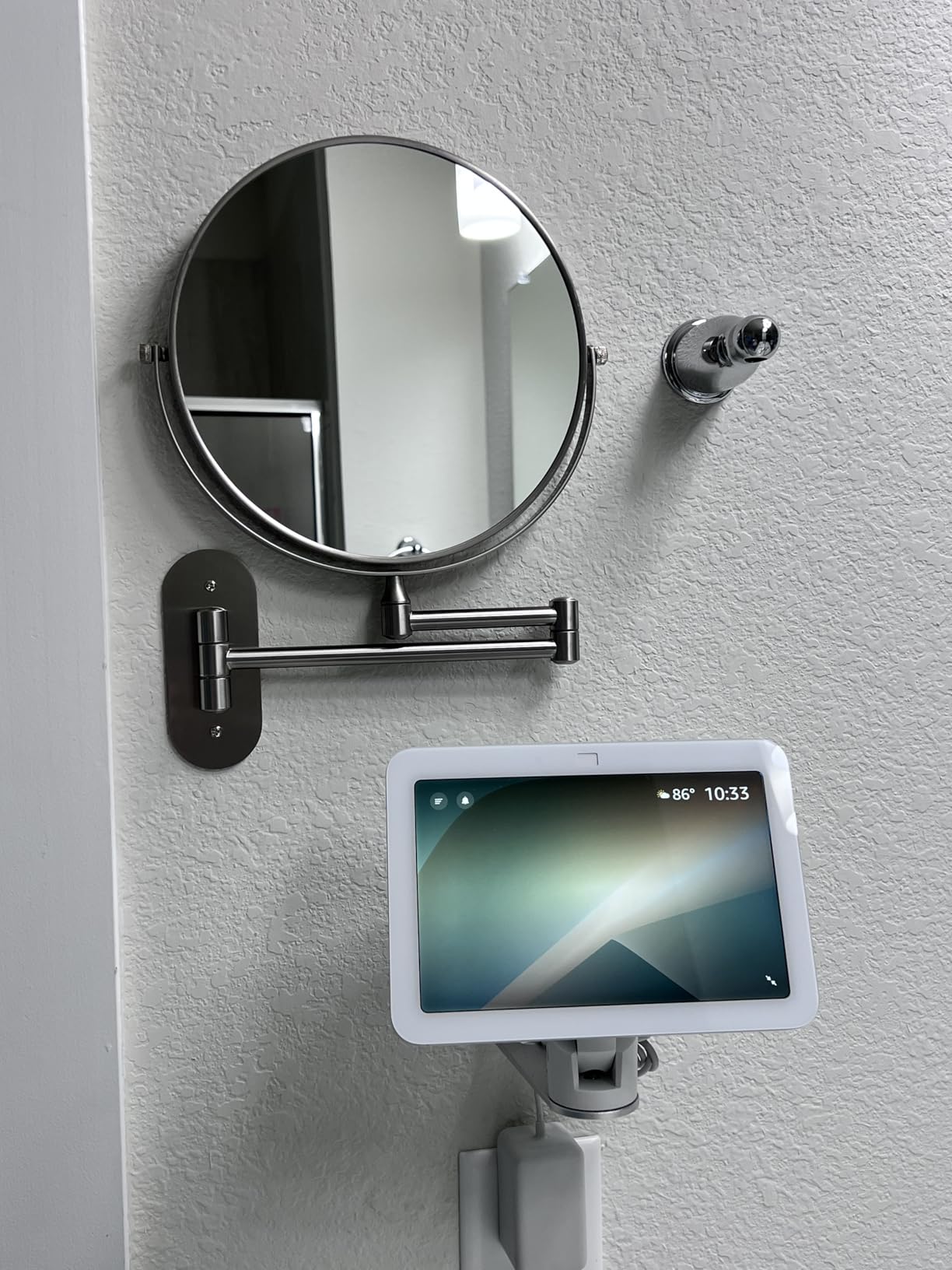 DECLUTTR 8 Inch Wall Mounted Magnifying Mirror with 10x Magnification, Double Sided Vanity Makeup Mirror for Bathroom, Chrome Finished customer photo 2