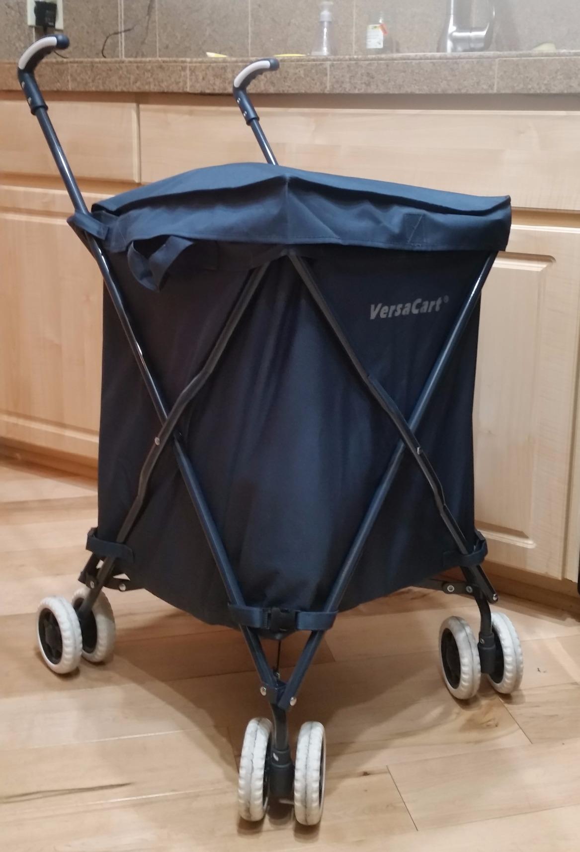 Versacart Transit - The Original Patented Folding Shopping and Utility Cart, Water-Resistant Heavy-Duty Canvas with Cover, Double Front Swivel Wheels, Compact Folding, Transport Up to 120 Pounds, Blue customer photo 1