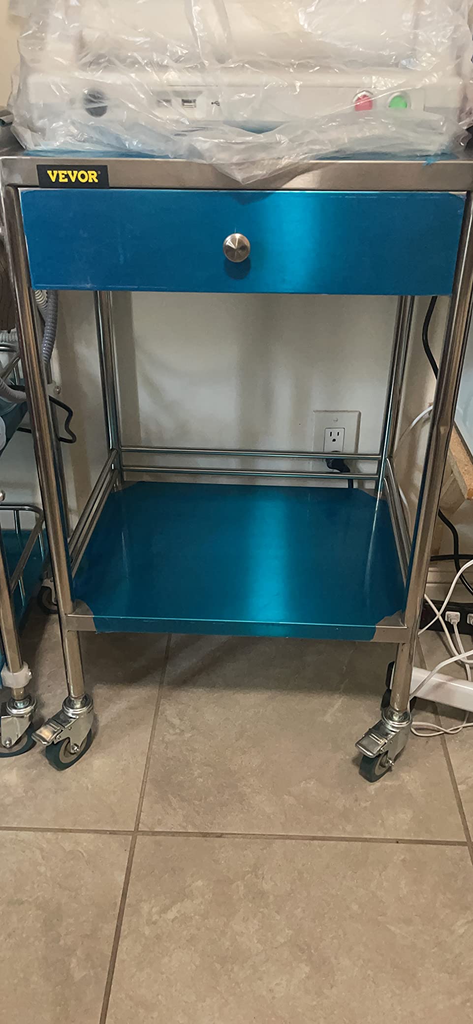 VEVOR Stainless Steel Utility Cart with Wheels - Medical/Dental Lab Cart - 2 Shelves/1 Drawer customer photo 1
