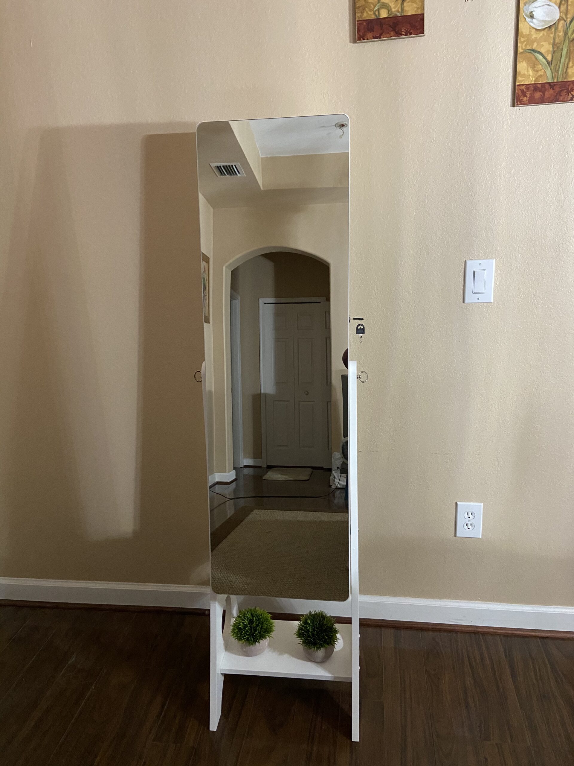 Hives and Honey Aria Standing Jewelry Armoire Mirror - LED Lit, Velvet Interior, Lockable, Ample Storage, Beveled Full-Length Mirror, Space-Saving Design, Walnut customer photo 1