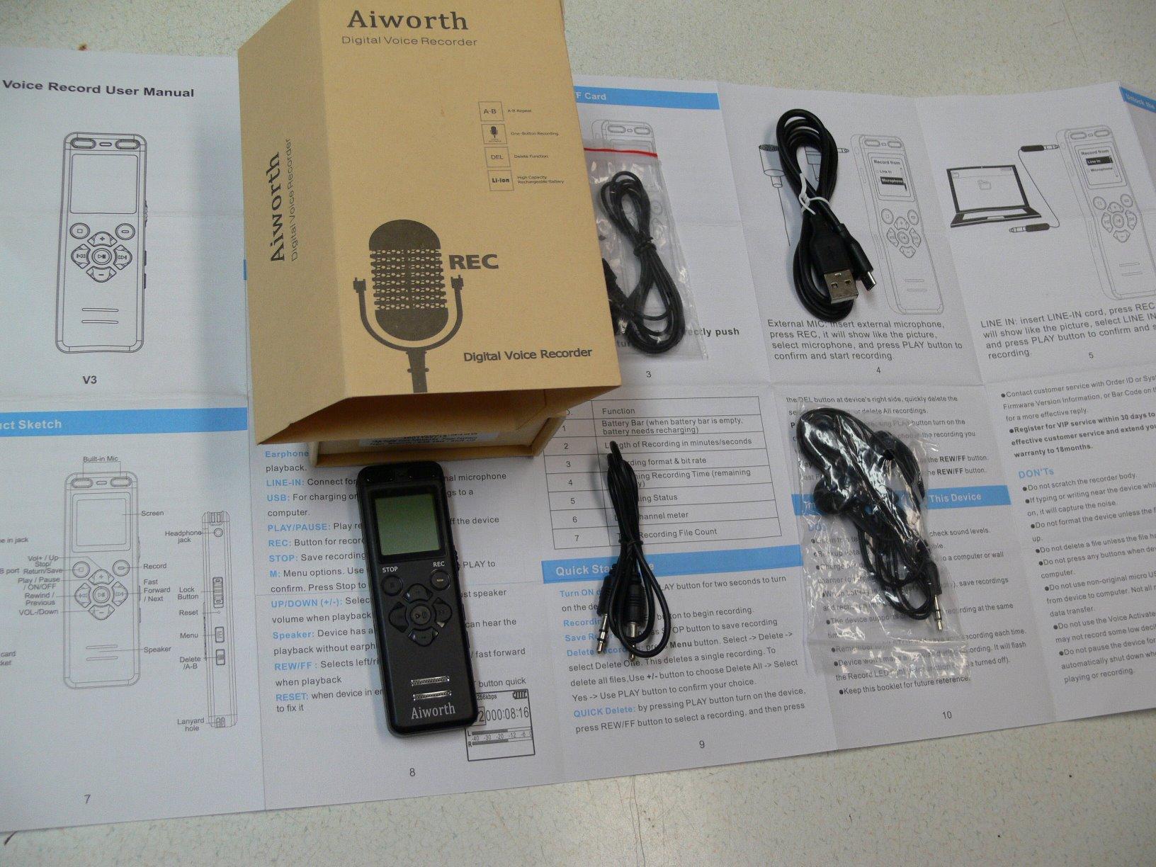 136GB Digital Voice Recorder Voice Activated Recorder for Lectures Meetings - aiworth 9860 Hours Sound Audio Recorder Dictaphone Recording Device with Playback,MP3 Player,Password,Variable Speed. customer photo 2