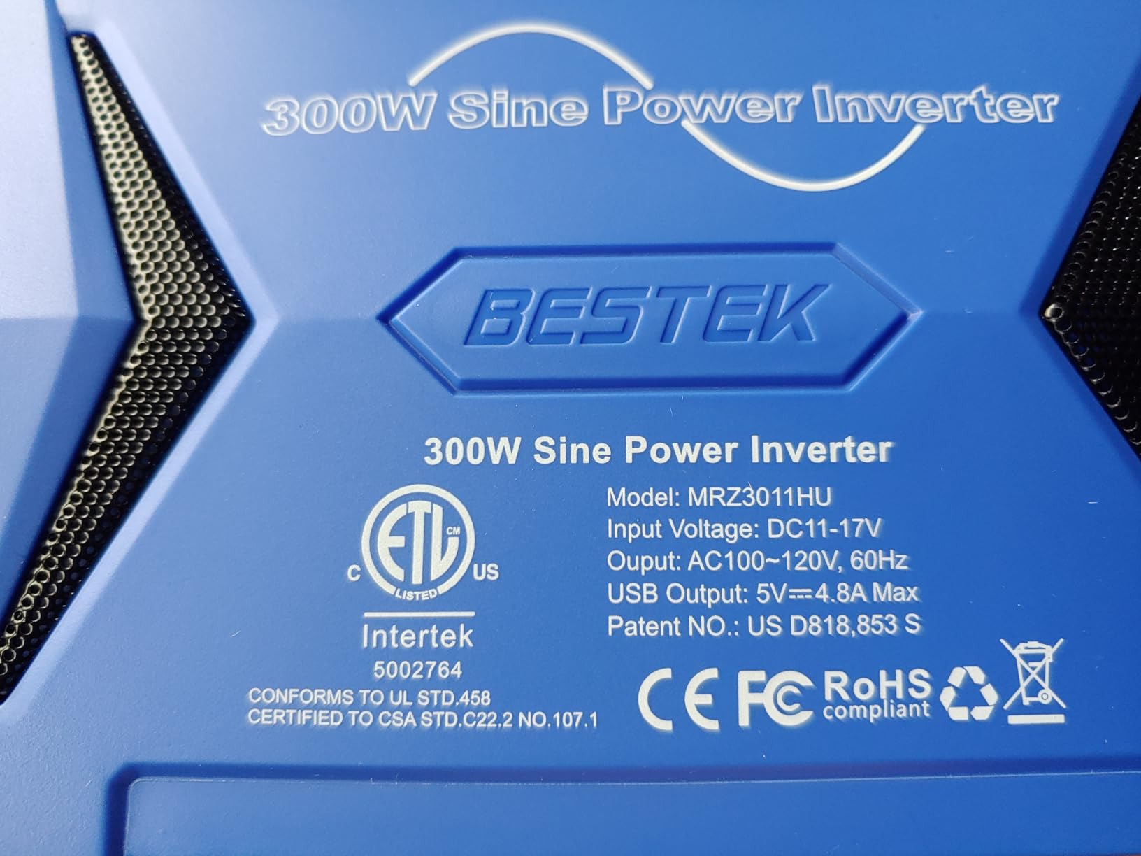 BESTEK Pure Sine Wave Power Inverter, 300W DC 12-17V to 110V AC Car Adapter | Vehicle Plug in Cigarette Lighter Outlet Solar Inverter, 4.8A Dual USB Fast Charging Ports for Phone, Laptop, CPAP(Black) customer photo 2
