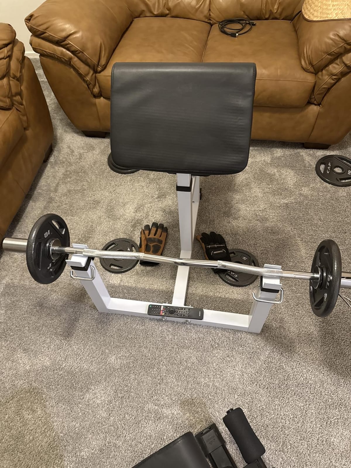 Adjustable Arm Preacher Curl Bench Bicep Strength Bench Seated Strengthen Training Isolated Barbell Dumbbell Biceps Station for Home Gym customer photo 2