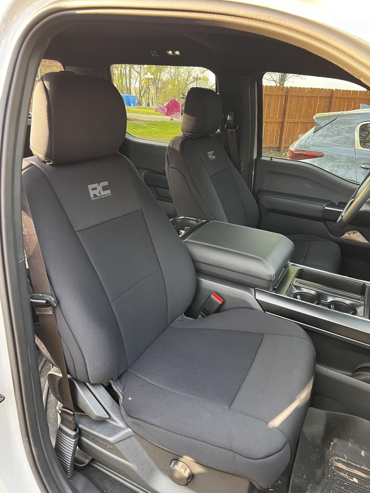 Rough Country Neoprene Seat Covers for 15-22 F-150 |17-22 Super Duty - 91016,Black, Front customer photo 1