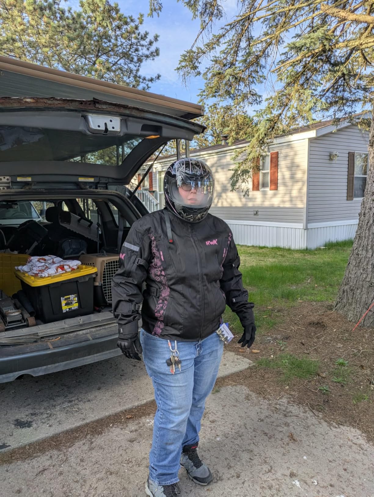 HWK Motorcycle Jacket Women with CE Armor, Codura Water Resistant - Medium customer photo 1