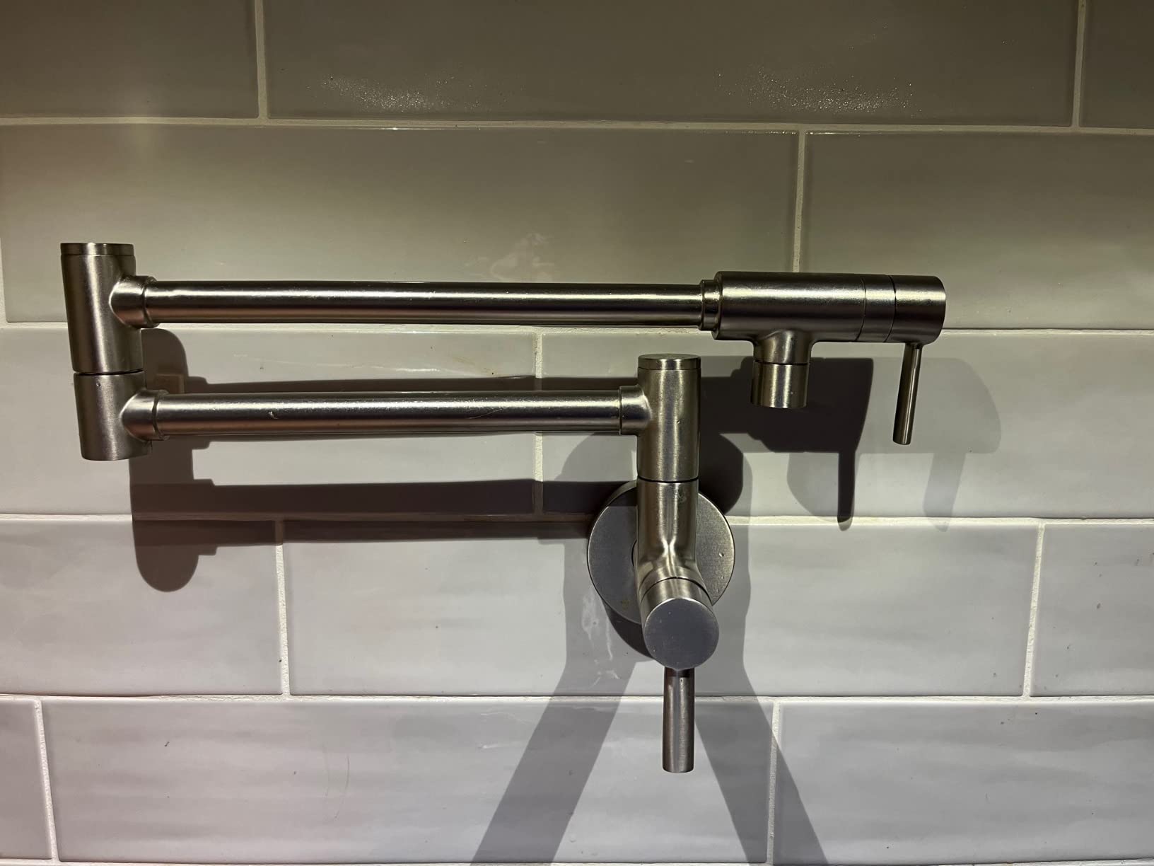 Moen Matte Black Modern Wall Mount Folding Swing Arm Pot Filler, Double Jointed Kitchen Stove Faucet, S665BL customer photo 2