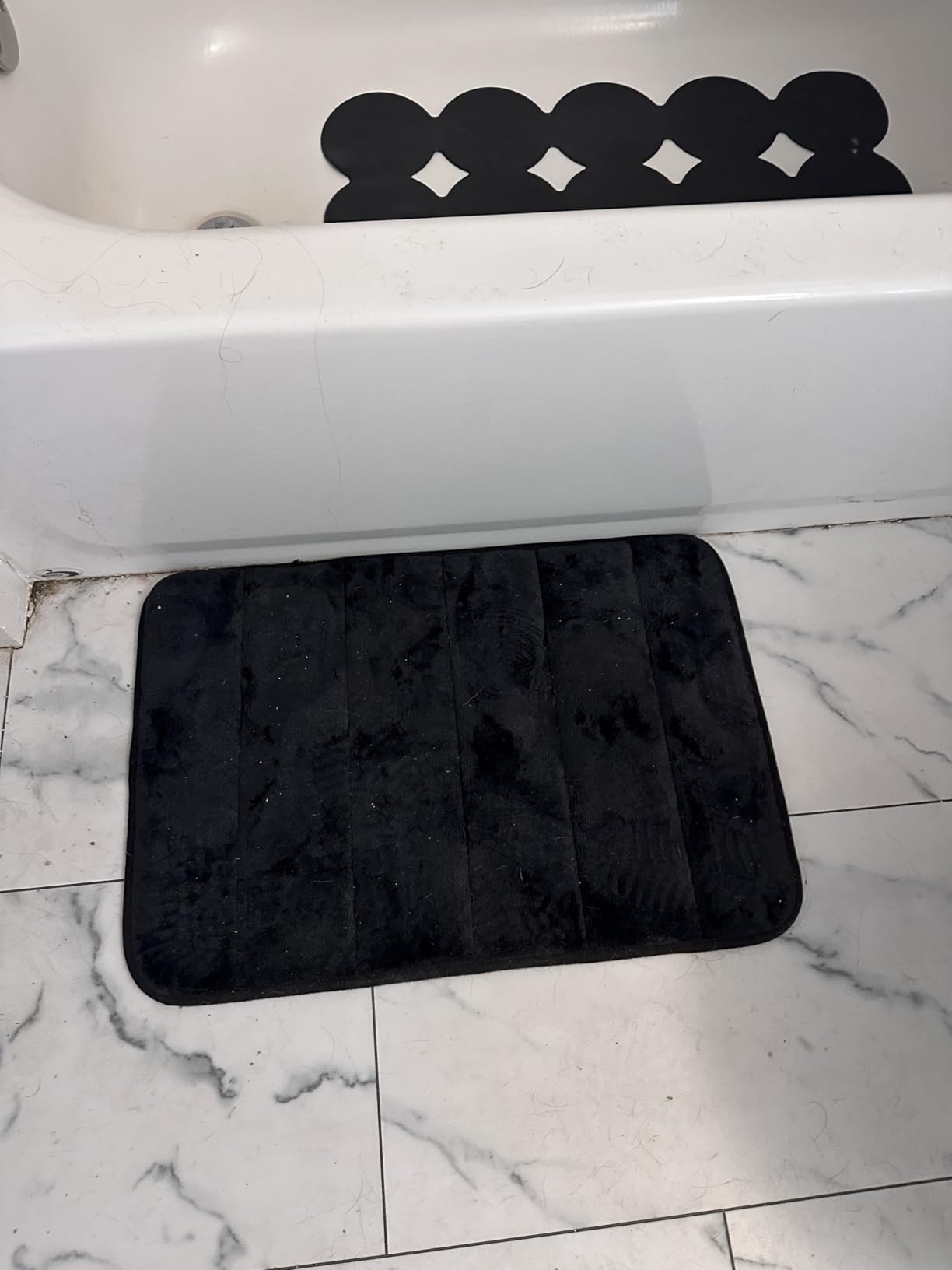 Buganda Memory Foam Bath Mat 24 x 16, Ultra Soft Absorbent Bathroom Rugs | Navy Blue, Machine Washable Quick Dry Bath Mats for Bathroom Floor, Shower and Tub, Home Decor Accessories customer photo 2