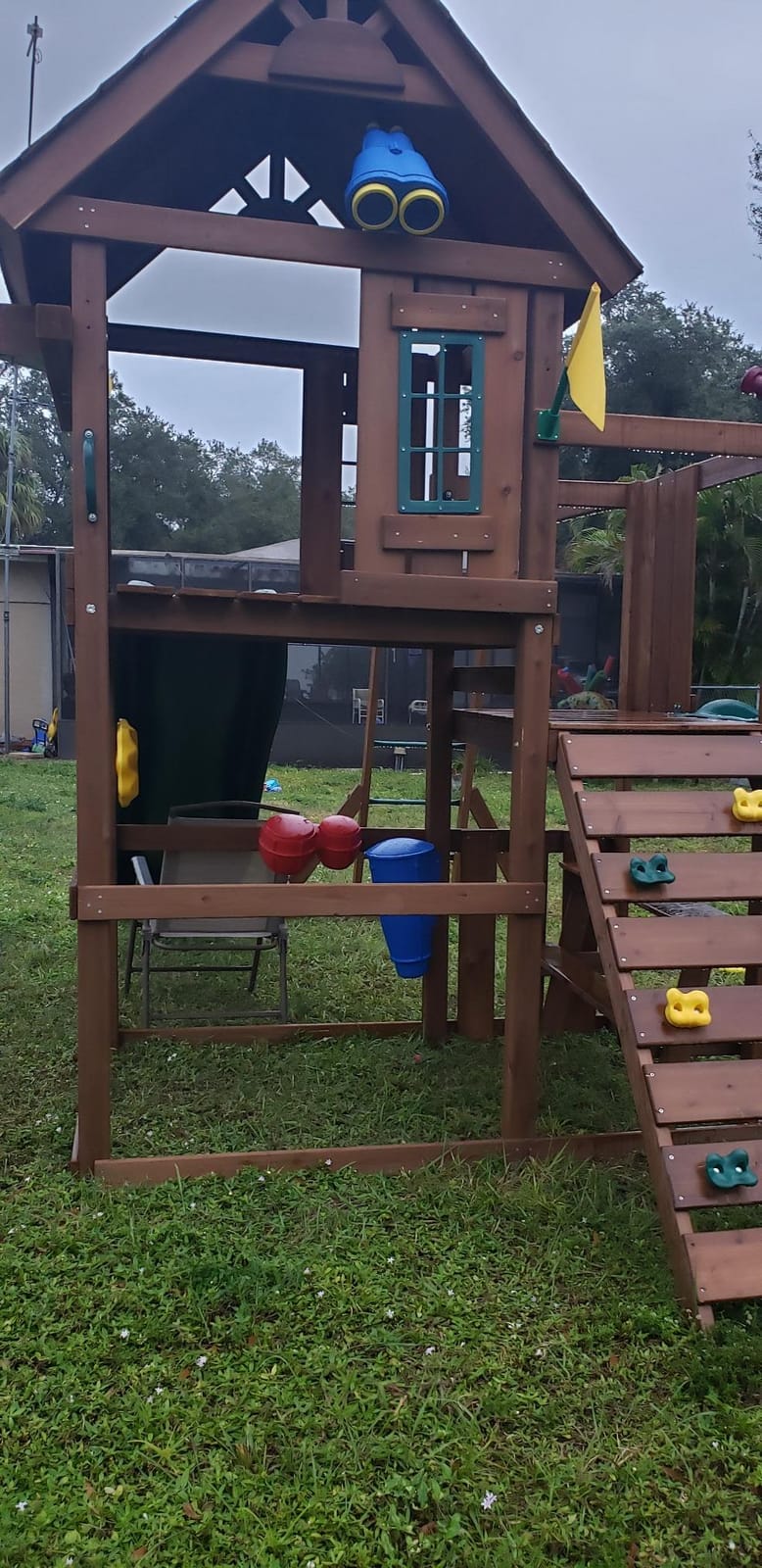Swing-N-Slide WS 8354 Knightsbridge Super Wooden Swing Set with Two Slides, Play Set, Monkey Bars, Climbing Wall, Music Play & Climbing Wall, Wood, Green customer photo 1