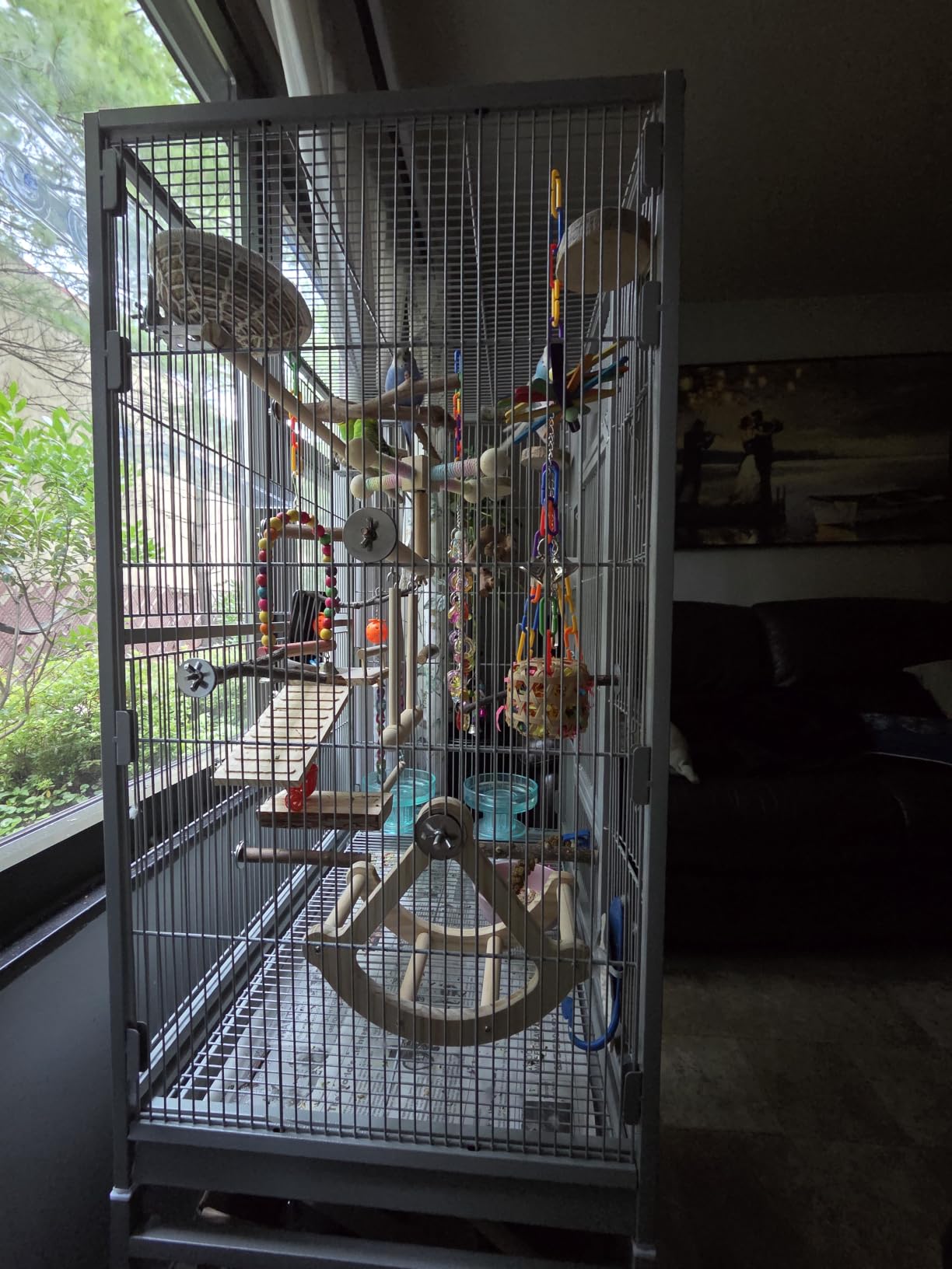 Yaheetech 54-inch Wrought Iron Standing Large Parrot Parakeet Flight Bird Cage for Small Parrots, Conures, Lovebirds, Budgies, Finches and Canaries customer photo 1