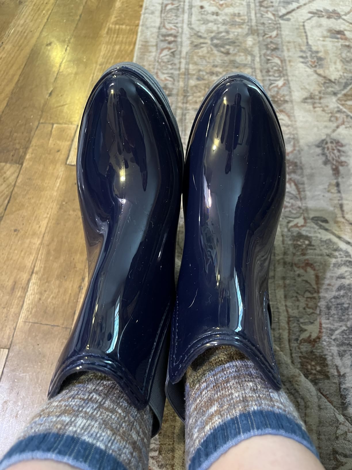 Women's Short Rain Boots Waterproof Slip On Ankle Chelsea Booties customer photo 2