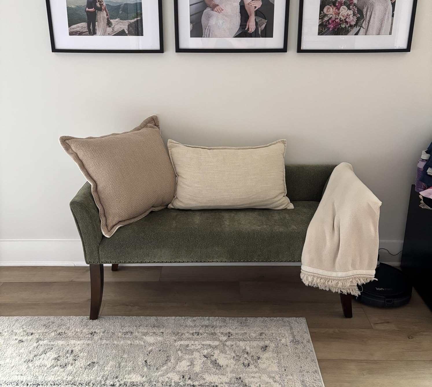 Madison Park Accent Bench, Upholstered with Nailhead Trim, & Padded Seat Entryway Bench Small, End of Bed Bench with Back, 49.5