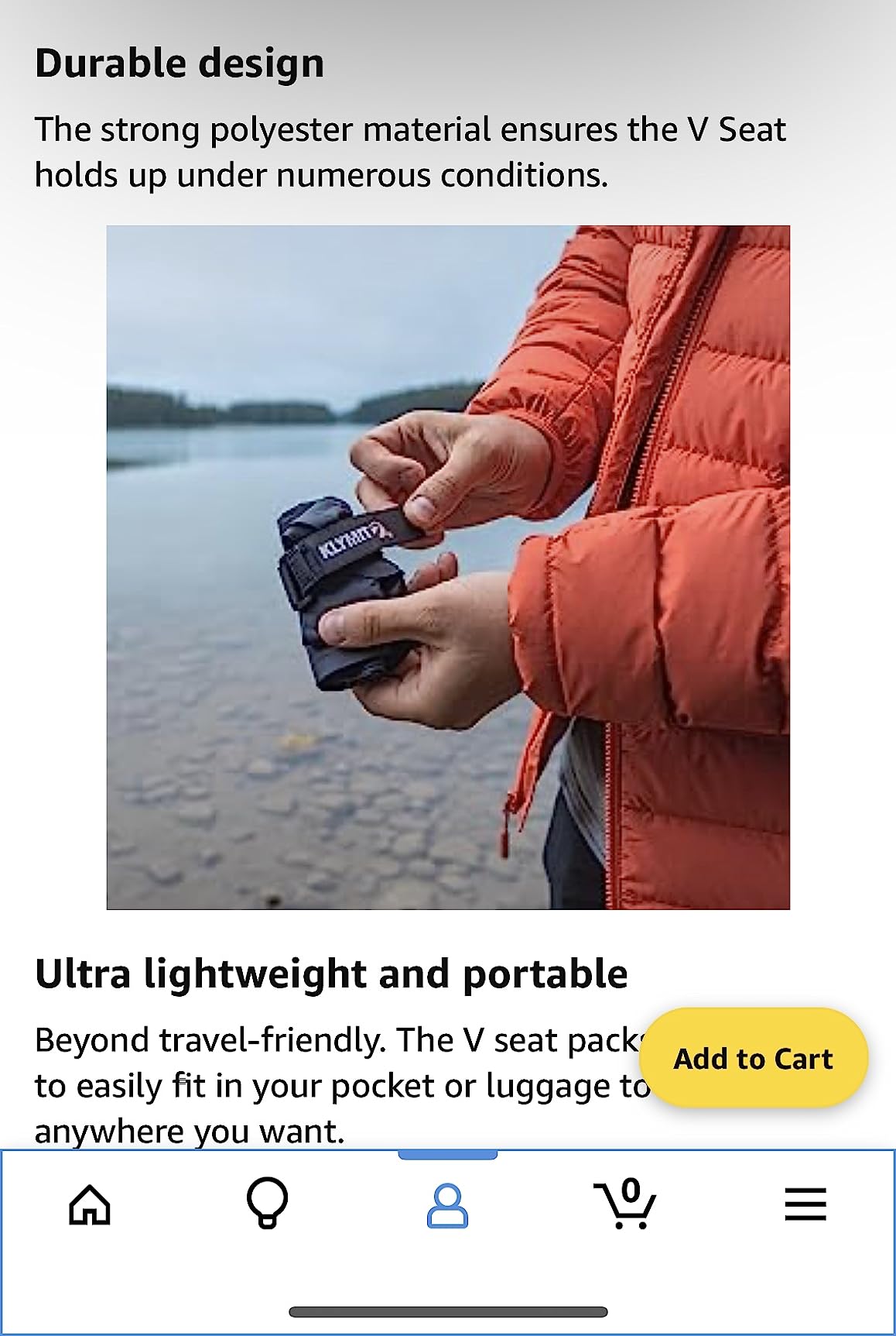 KLYMIT V Seat - Portable, Inflatable Padded Cushion Seat, Perfect for Air Travel, Camping, Backpacking and Bleacher Seats customer photo 2