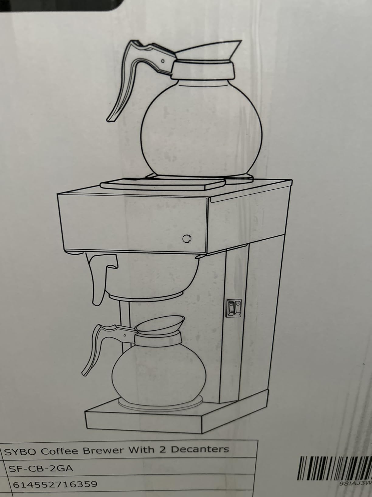 SYBO 12-Cup Commercial Drip Coffee Maker, Pour Over Coffee Maker Brewer with 2 Glass Carafes and Warmers, Stainless Steel Cafetera SF-CB-2GA customer photo 1