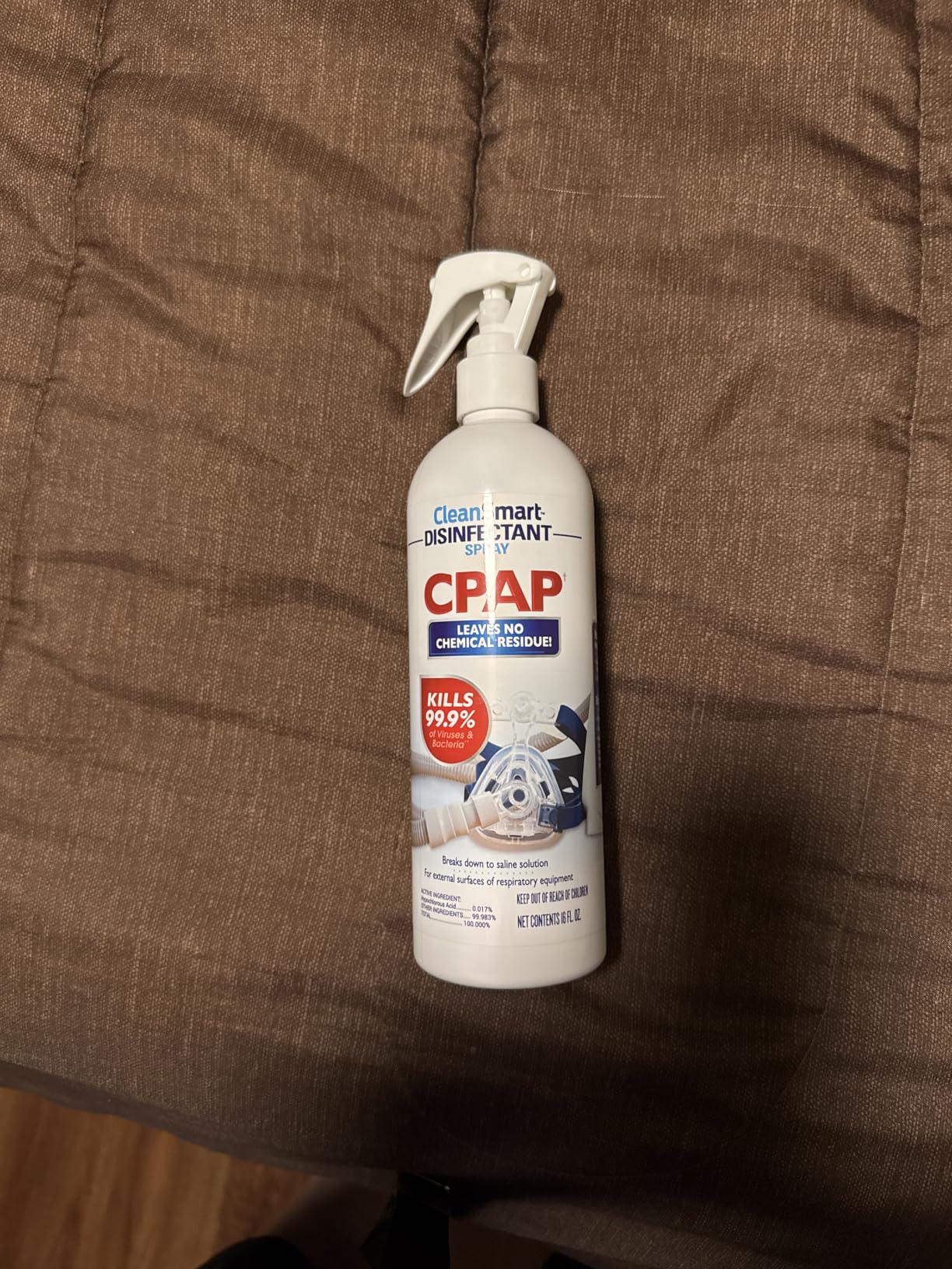 CleanSmart CPAP Disinfectant Spray for Face Mask and Hose, 16 oz (2 pack) | Hypochlorous Acid Spray Kills 99.9% of Bacteria and Viruses on CPAP Equipment, Reservoirs, Tubing, Leaves No Fumes or Residue customer photo 1
