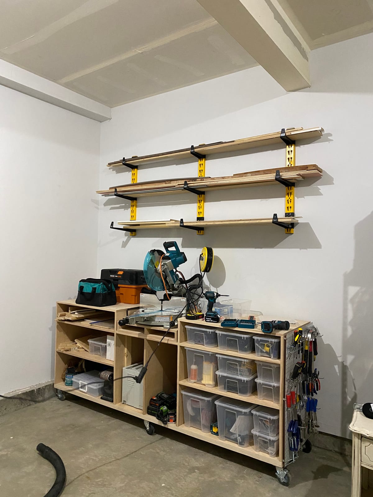 DEWALT 3-Piece Wall Mount Cantilever Wood and Lumber Storage Rack for Workshop Shelving, Multi-Depth Storage, Supports a Total of 273 lbs. customer photo 2