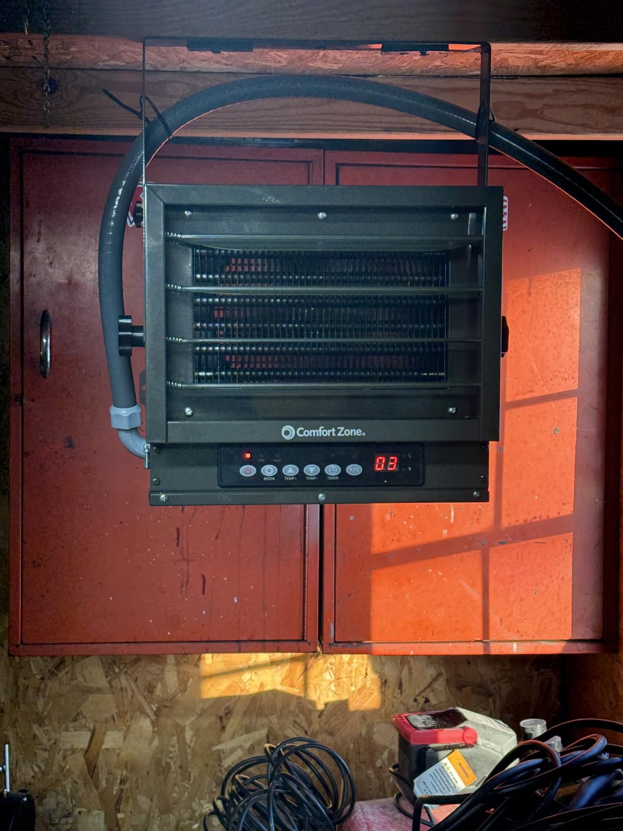Comfort Zone Hard-Wired Ceiling Mount Garage Space Heater with Remote, 7,500 Watt, 240 Volt, Fan-Forced, Overheat Protection, Digital Thermostat, 12-Hour Timer, Ideal for Garage & Workshop, CZ230ER customer photo 2