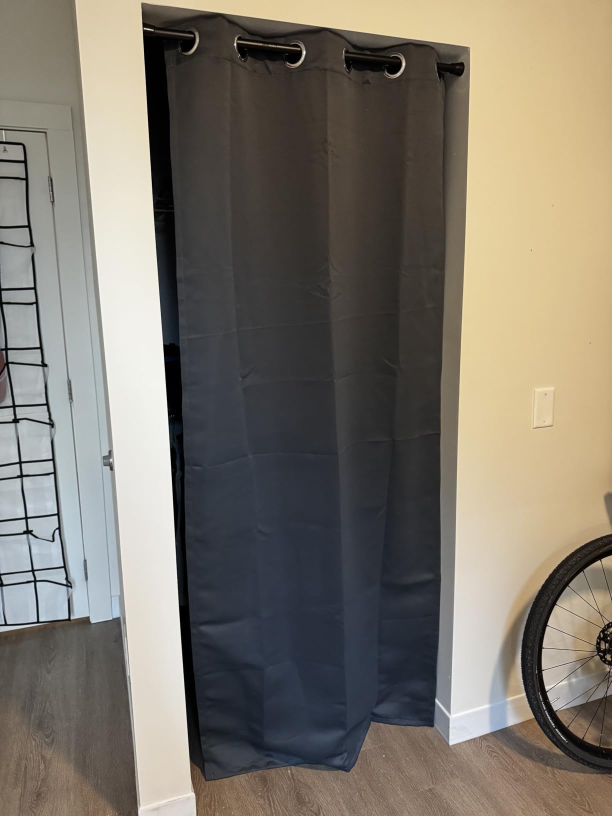 BGment Room Divider Curtain 84 Inch Length - Extra Wide Blackout Curtain for Sliding Glass Door Thermal Insulated Grommet Patio Door Curtain, 1 Panel, Dark Grey, 100 x 84 Inch customer photo 1
