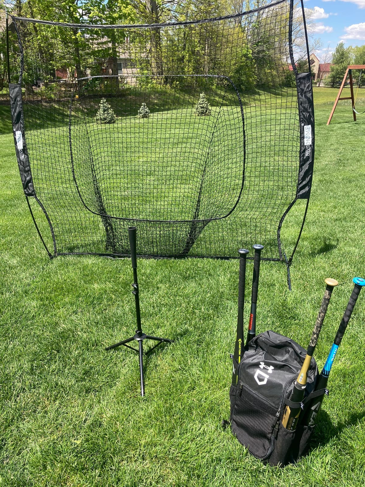 VIVOHOME Baseball & Softball Training Net with Batting Tee, 7 x 7 ft. | Height-Adjustable Tee, Aluminum Frame, Large Sock Net, Durable 7-Ply Mesh, for Pitching/Hitting/Fielding, Includes Carry Bag customer photo 2