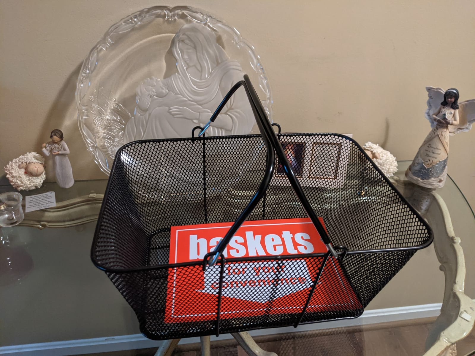 Mophorn 12PCS Shopping Baskets with Handles, Black Metal Shopping Basket, Portable Wire Shopping Basket, Black Wire Mesh shopping Basket Set for Stores Shopping customer photo 1