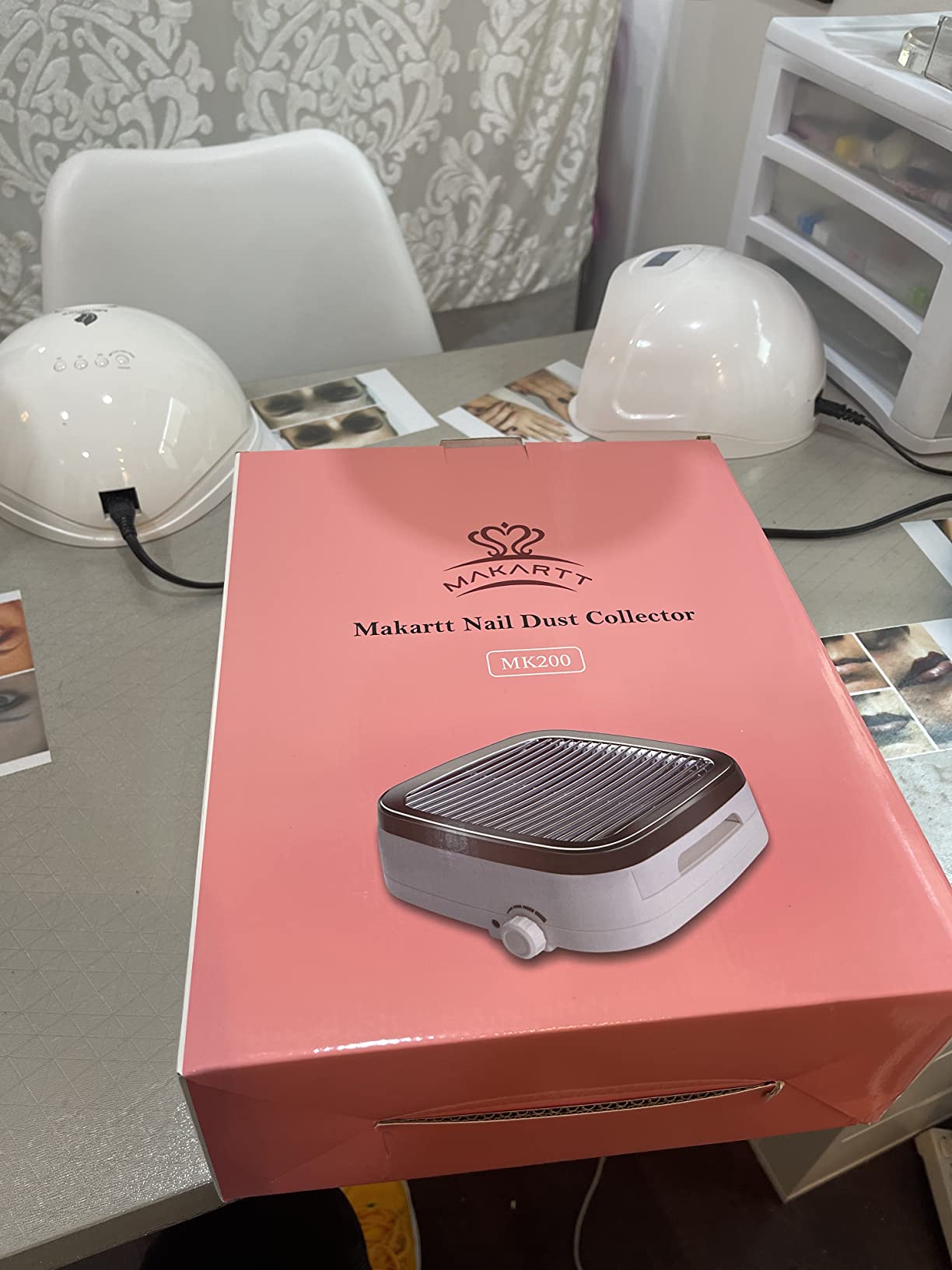 Makartt Nail Dust Collector Plug-in: 60W Dual Turbine Dust Extractor | with 5200RPM Adjustable Suction, Reusable Filter Nail Vacuum for Acrylic Gel Dip Powder, Salon Home Use, Sylvie customer photo 2