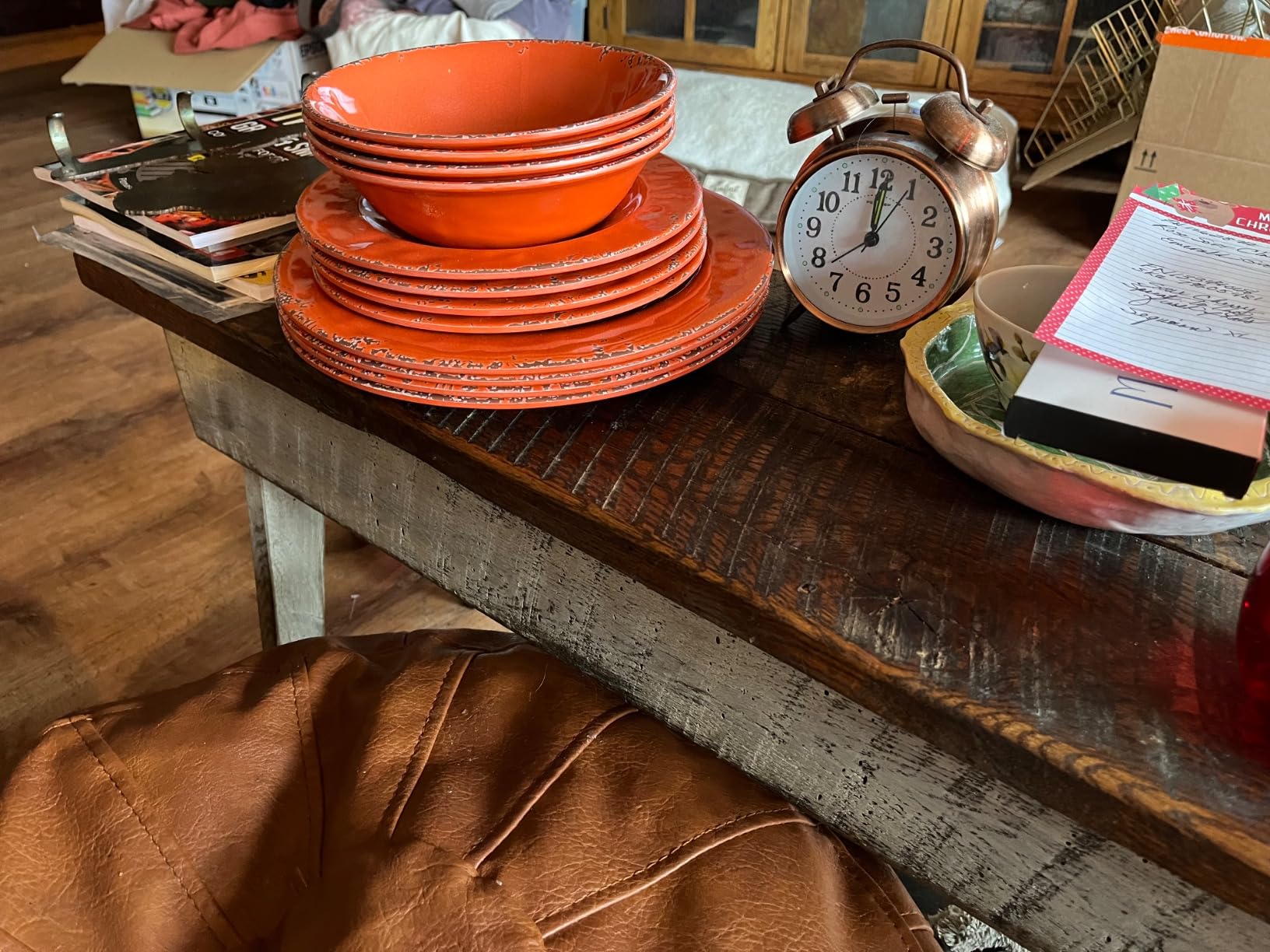 Gianna's Home 12 Piece Rustic Farmhouse Melamine Dinnerware Set, Service for 4 (Red) customer photo 1