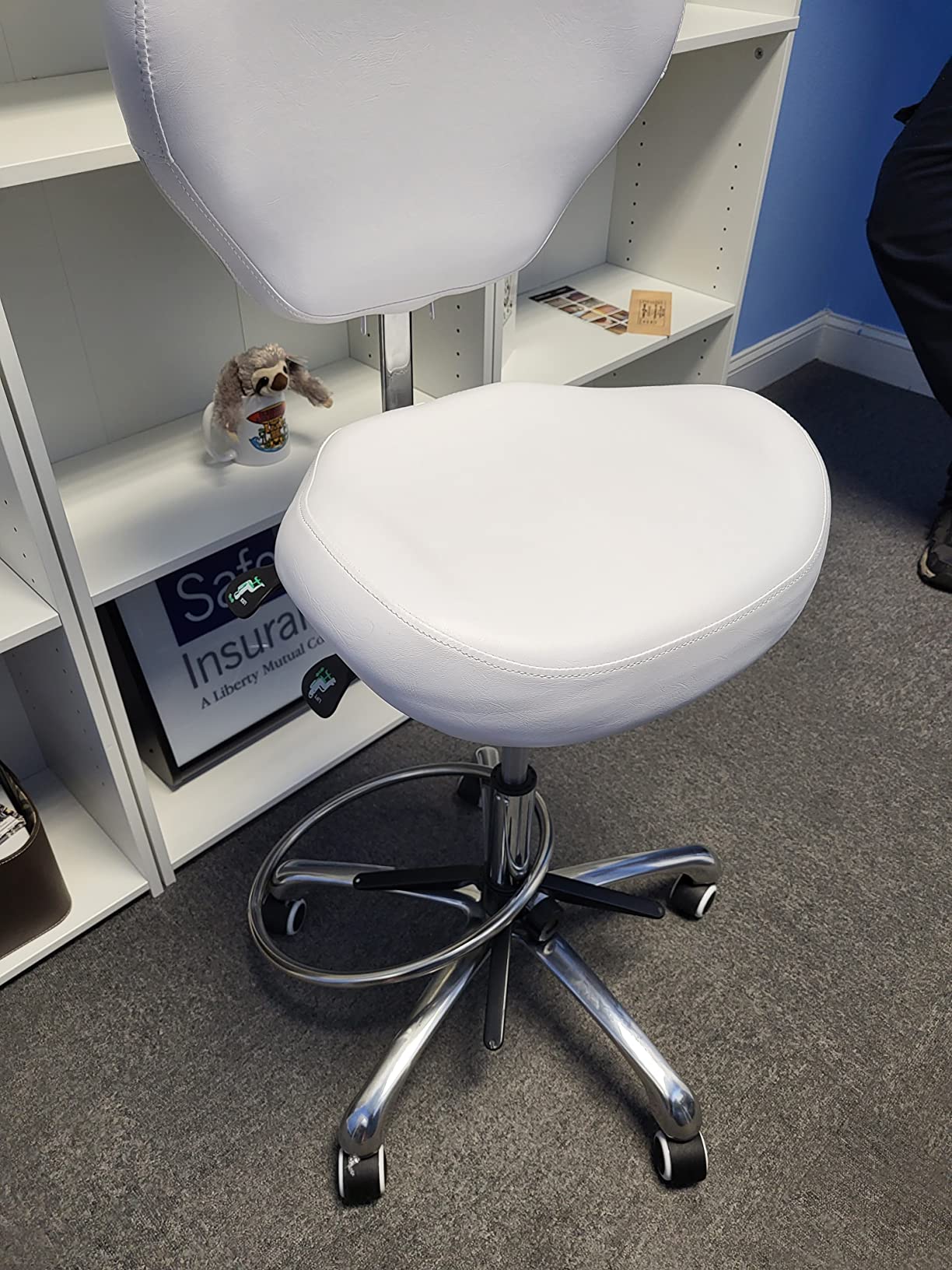 Kaleurrier Adjustable Stools Drafting Chair: with Back Support & Foot Rest | Ergonomic Design Solves Physical Discomfort and Safety Hazards Issues - Heavy Duty 400 lb Weight Capacity customer photo 1