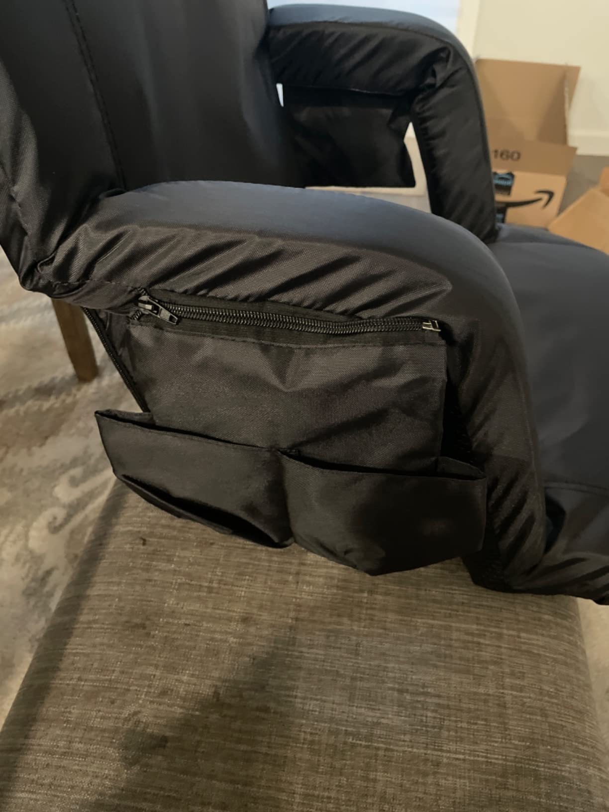 Sportneer Stadium Seats with Back Support: 2.5'' Thick Comfy Cushion 6 Adjustable Angle Bleacher Seat with Armrest - 2 Large Pockets, 2 Cup Holders Stadium Chair for Sport Events Concerts Parks customer photo 2