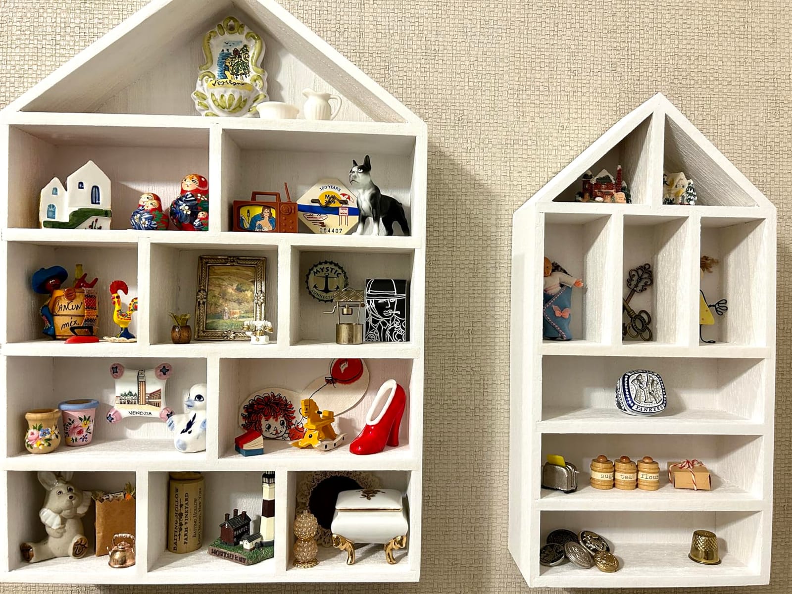 Ikee Design Wooden Shadow Box Display Shelf Organizer | Wall-mountable wood display rack with 5 adjustable shelves for figurines, action figures and collectibles. customer photo 2