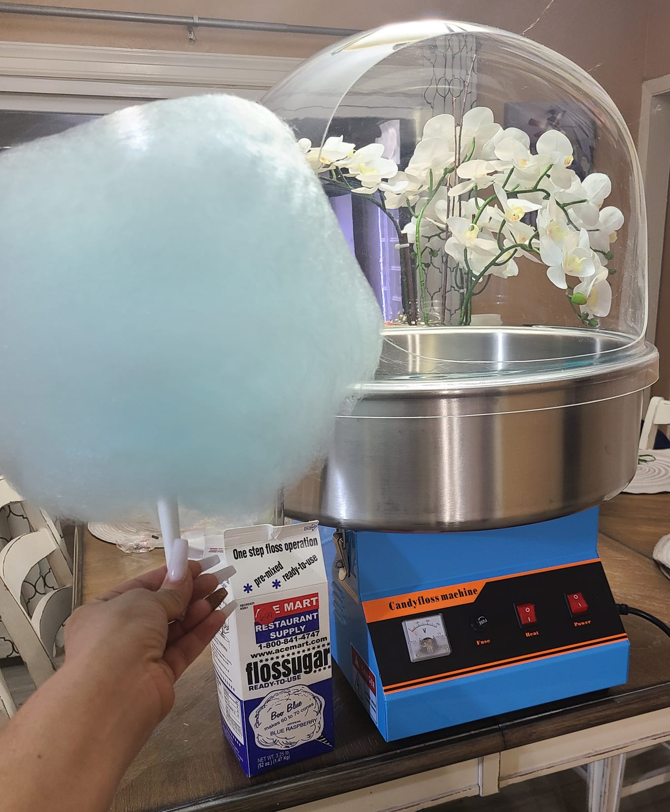 VIVO Pink 1030W Electric Cotton Candy Maker, CANDY-KIT-1 | Commercial Candy Floss Machine with 20 in Stainless Steel Bowl, Includes Bubble Shield Cover and Sugar Scoop, Easy Home Use customer photo 1