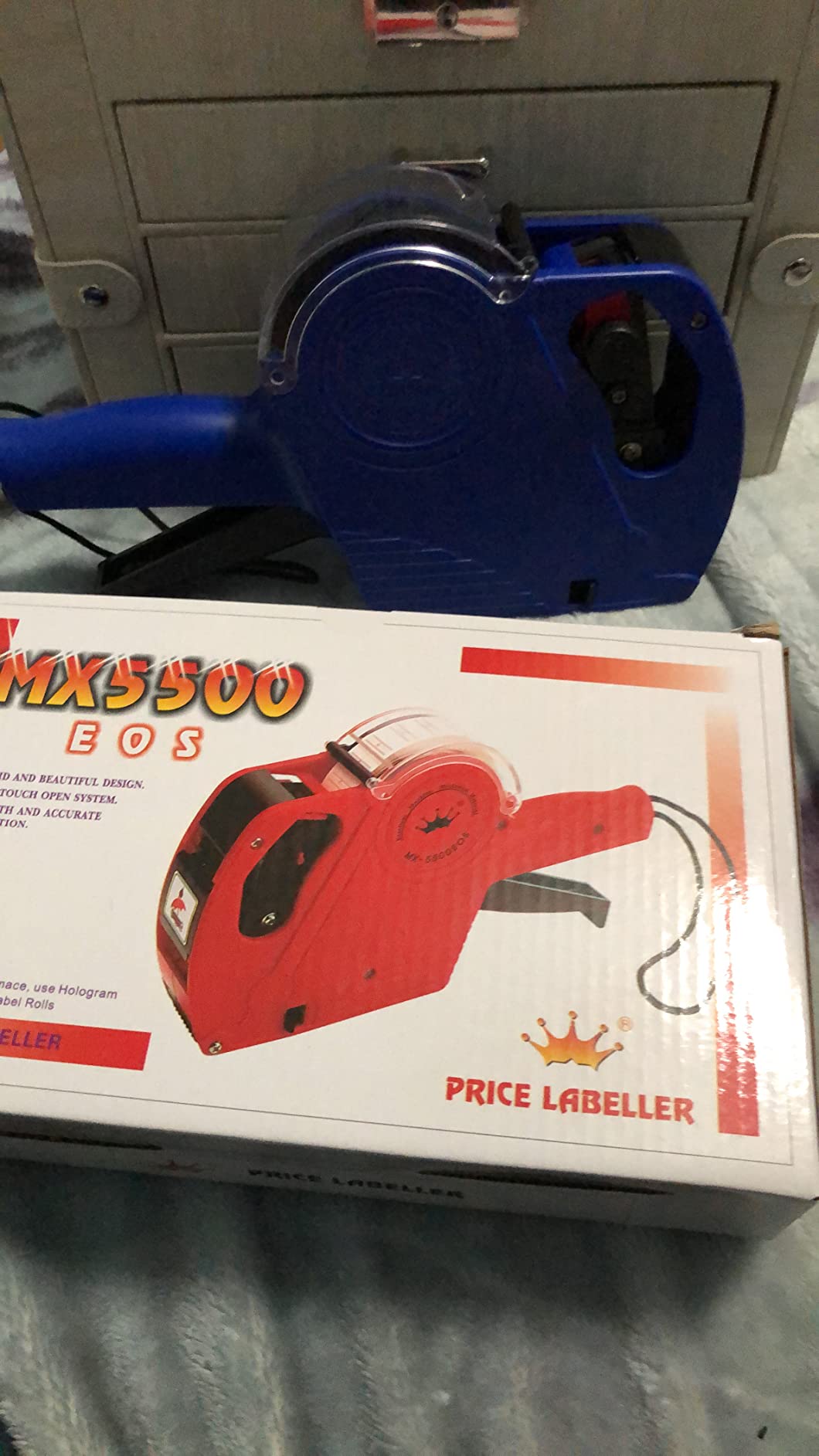 MX-5500 8 Digits Price tag Gun with 5000 Sticker Labels and 3 Ink Refill, Label Maker Pricing Gun Kit Numerical Tag Gun for Office, Retail Shop, Grocery Store (A/Blue) customer photo 2