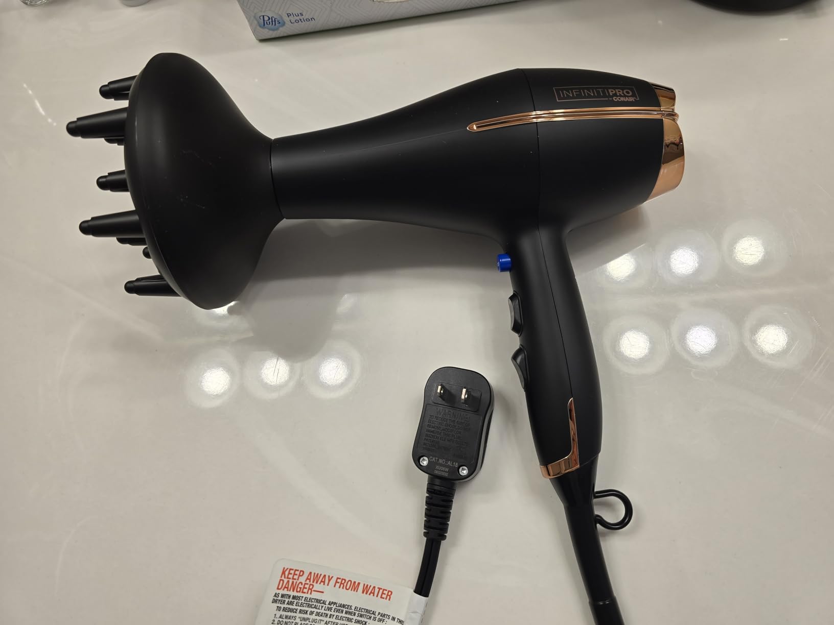 Conair InfinitiPRO Hair Dryer with Diffuser & Concentrator, 1875W, Black - Ceramic blow dryer for all hair types with no-slip grip, multiple heat/speed settings, and a 6-foot cord for flexible styling customer photo 2
