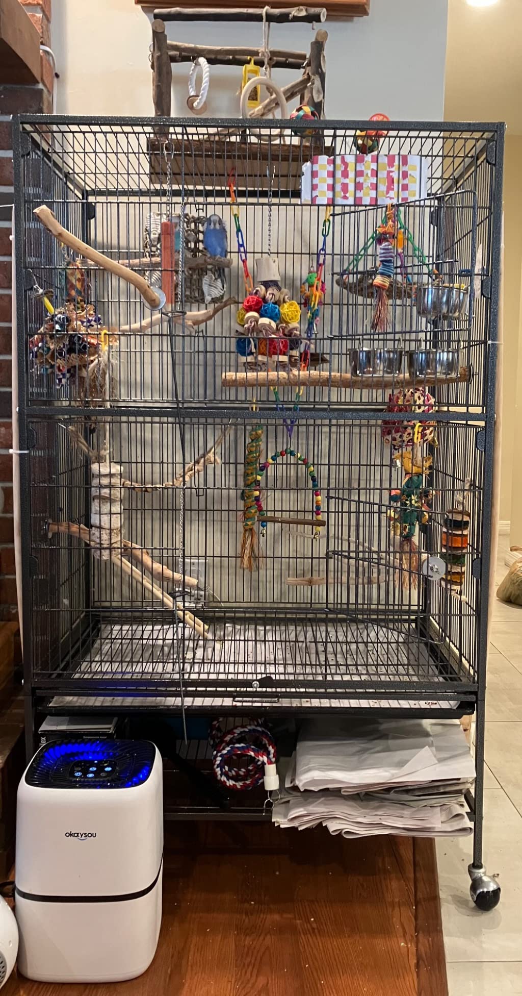 Topeakmart Wrought Iron Large Flight Parrot Bird Cage with Rolling Stand for Multiple Parakeets, Conures and Cockatiels customer photo 2