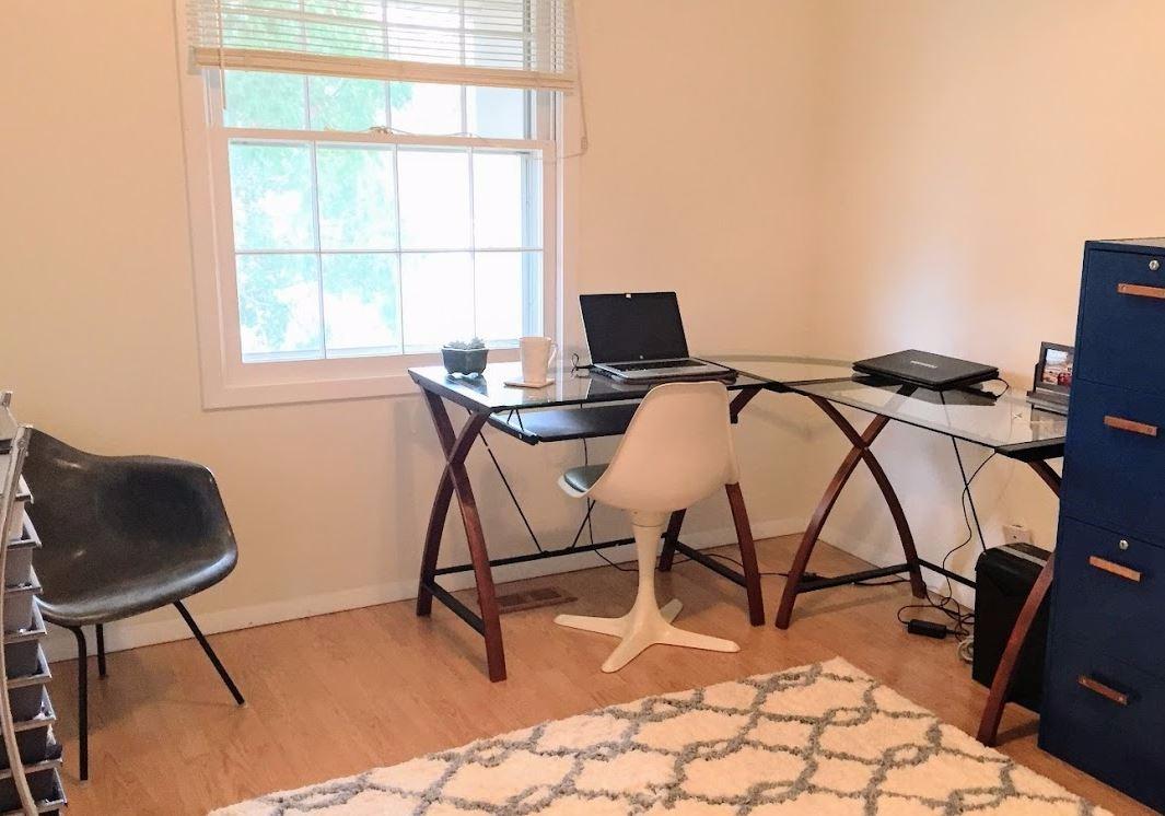 Flash Furniture Glass Computer Desk with Pull-Out Keyboard Tray, Black | Clear Tempered Glass Surface, Crisscross Legs customer photo 2