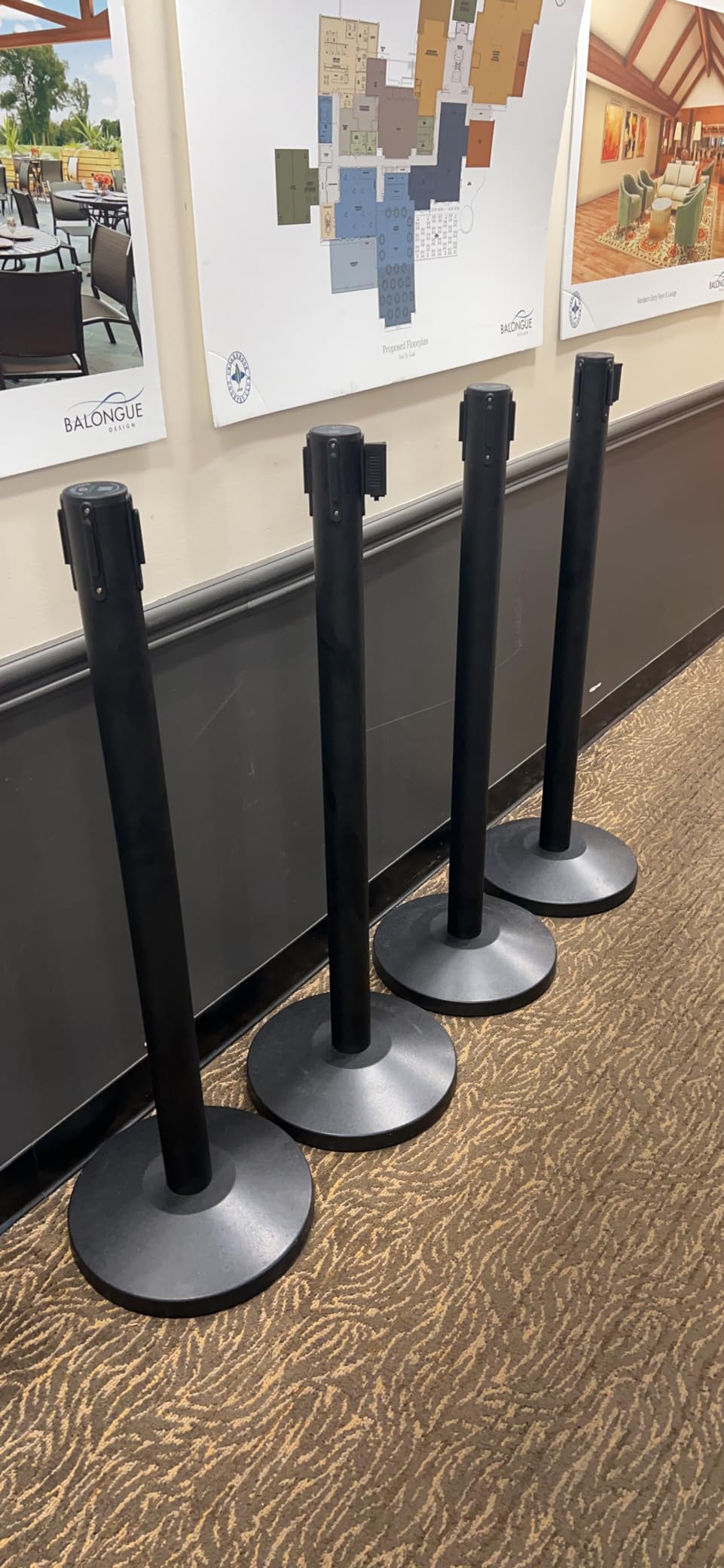 Crowd Control Warehouse 2-Pack Retractable Belt Barriers, 11 Ft Red | 40 in Black Stanchion Posts with Heavy-duty Concrete Bases, 4-way Cassette System, Safety Belt Locks, CCW Series RBB-100 customer photo 1