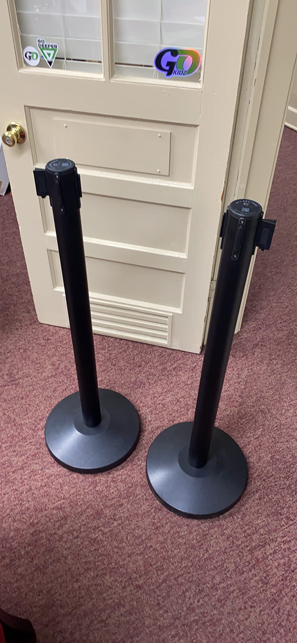 Crowd Control Warehouse 2-Pack Retractable Belt Barriers, 11 Ft Red | 40 in Black Stanchion Posts with Heavy-duty Concrete Bases, 4-way Cassette System, Safety Belt Locks, CCW Series RBB-100 customer photo 2
