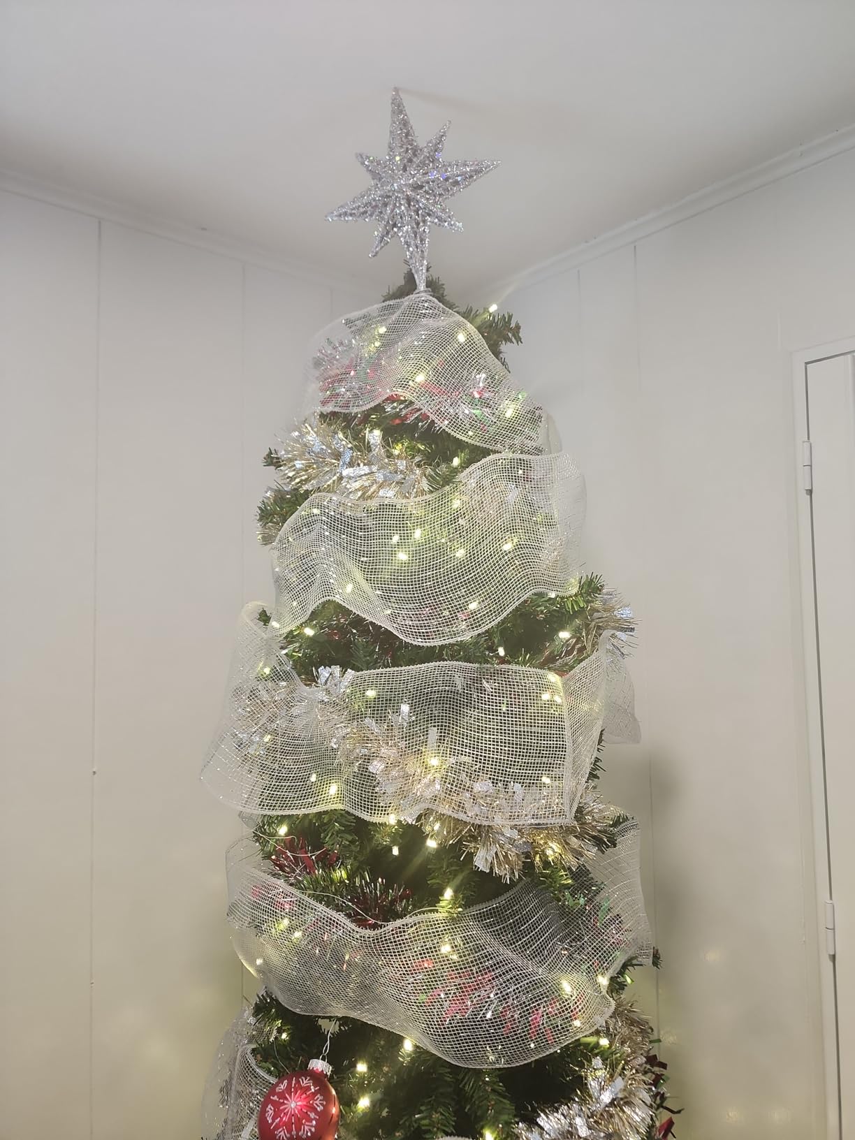 Best Choice Products Pencil Christmas Tree 6ft Pre-lit Alpine Slim Holiday Decoration, Lighted Skinny Décor LED Lights, Metal Stand customer photo 1