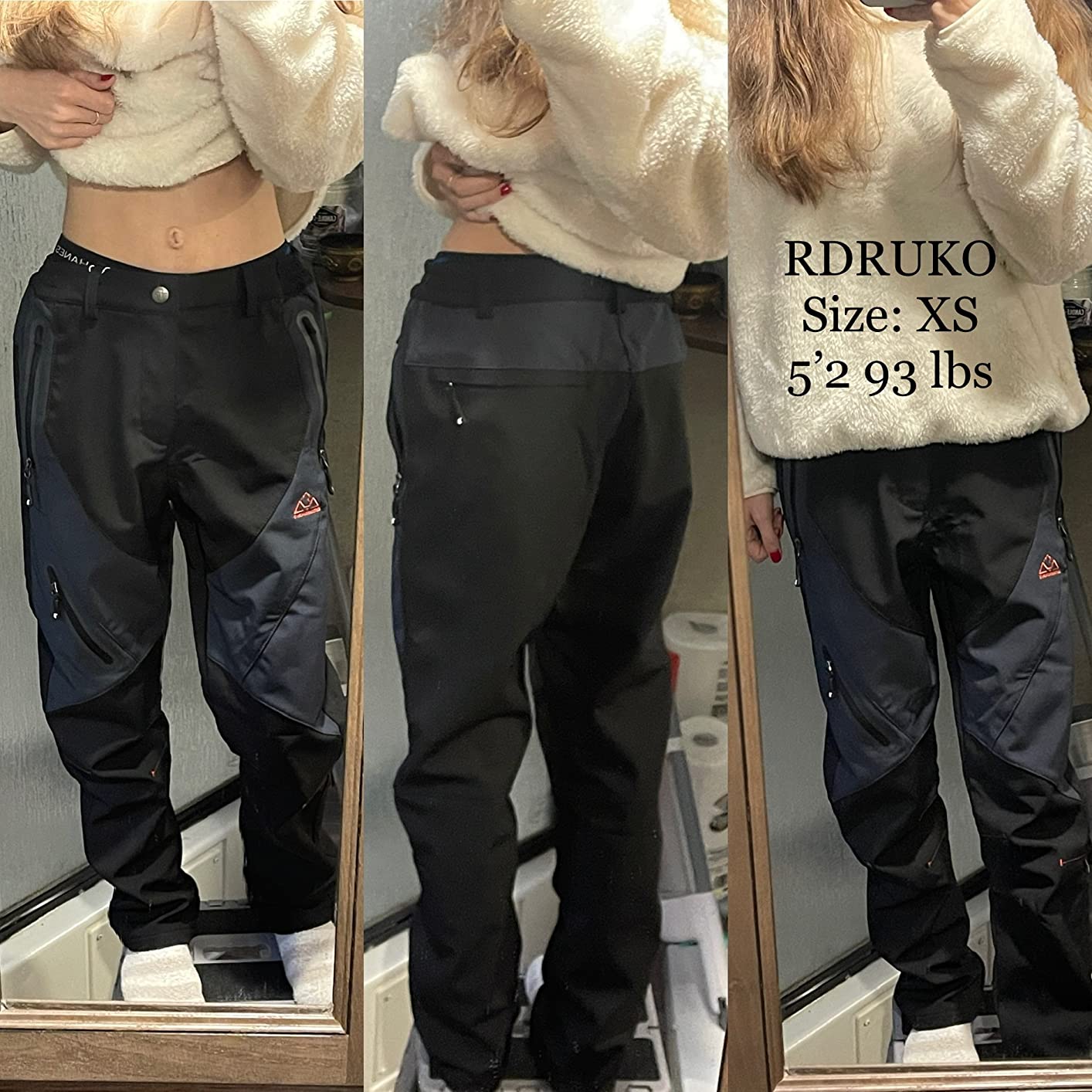 Rdruko Women's Snow Pants Waterproof Insulated Fleece Thermal Ski Hiking Snowboard Pants customer photo 2