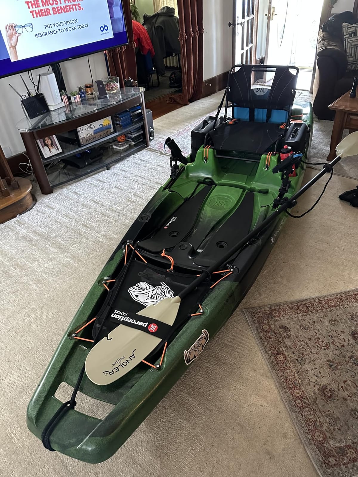 Perception Kayaks Outlaw 11.5 | Sit on Top Fishing Kayak | Fold Away Lawn Chair Seat | 4 Rod Holders | Integrated Tackle Trays | 11' 6