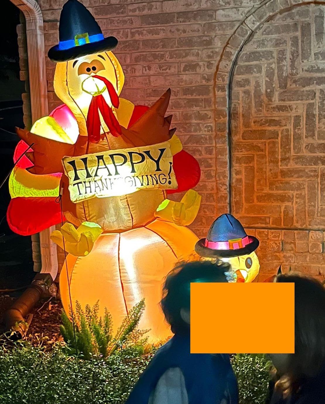 GOOSH 6 FT Thanksgiving Inflatables Turkey Outdoor Decorations Blow Up Yard Turkey on Pumpkin with Turkey Baby with Built-in LEDs for Indoor Party Garden Lawn Decor customer photo 2