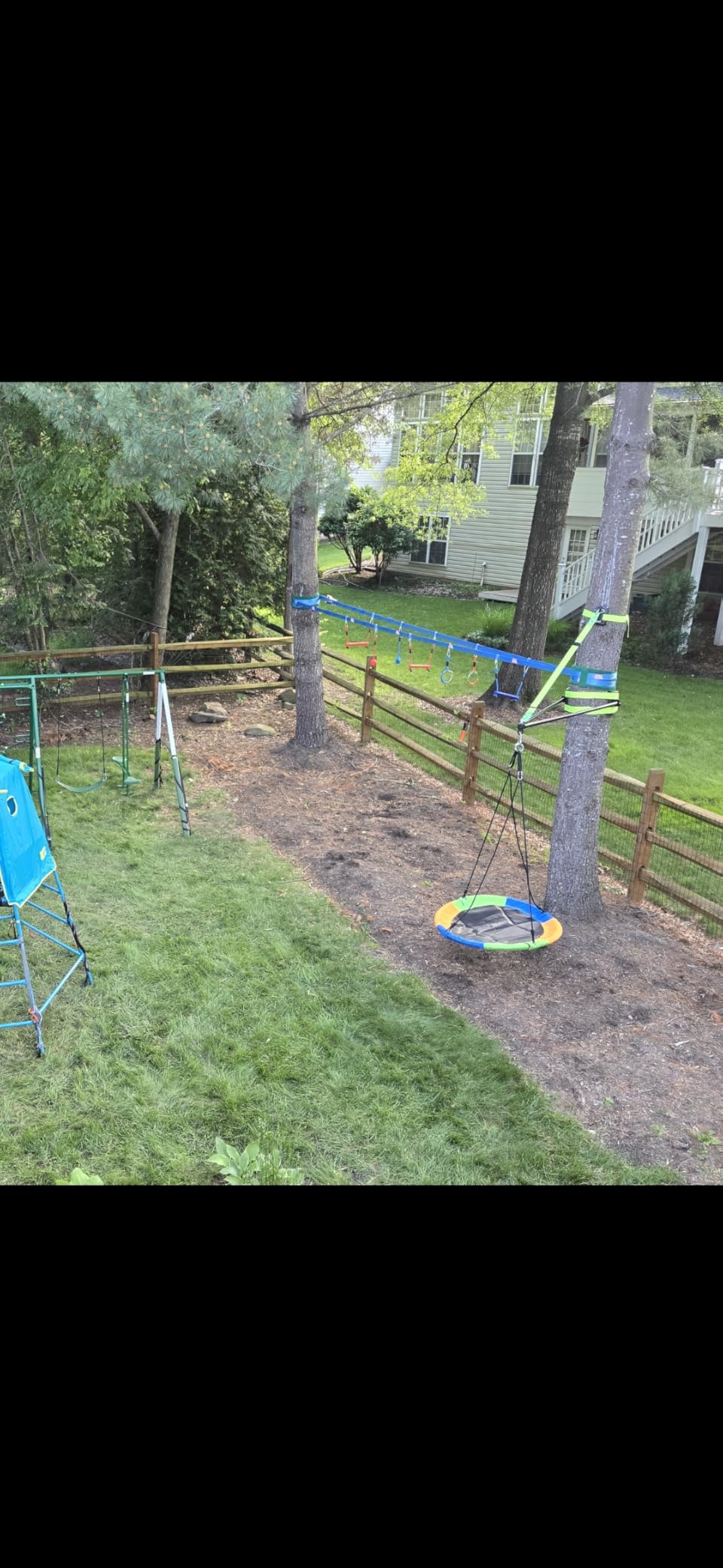 Double Ninja Slackline Obstacle Course for Kids | 80 Foot Line | Ninja Slackline Monkey Bars Playground Equipment customer photo 1