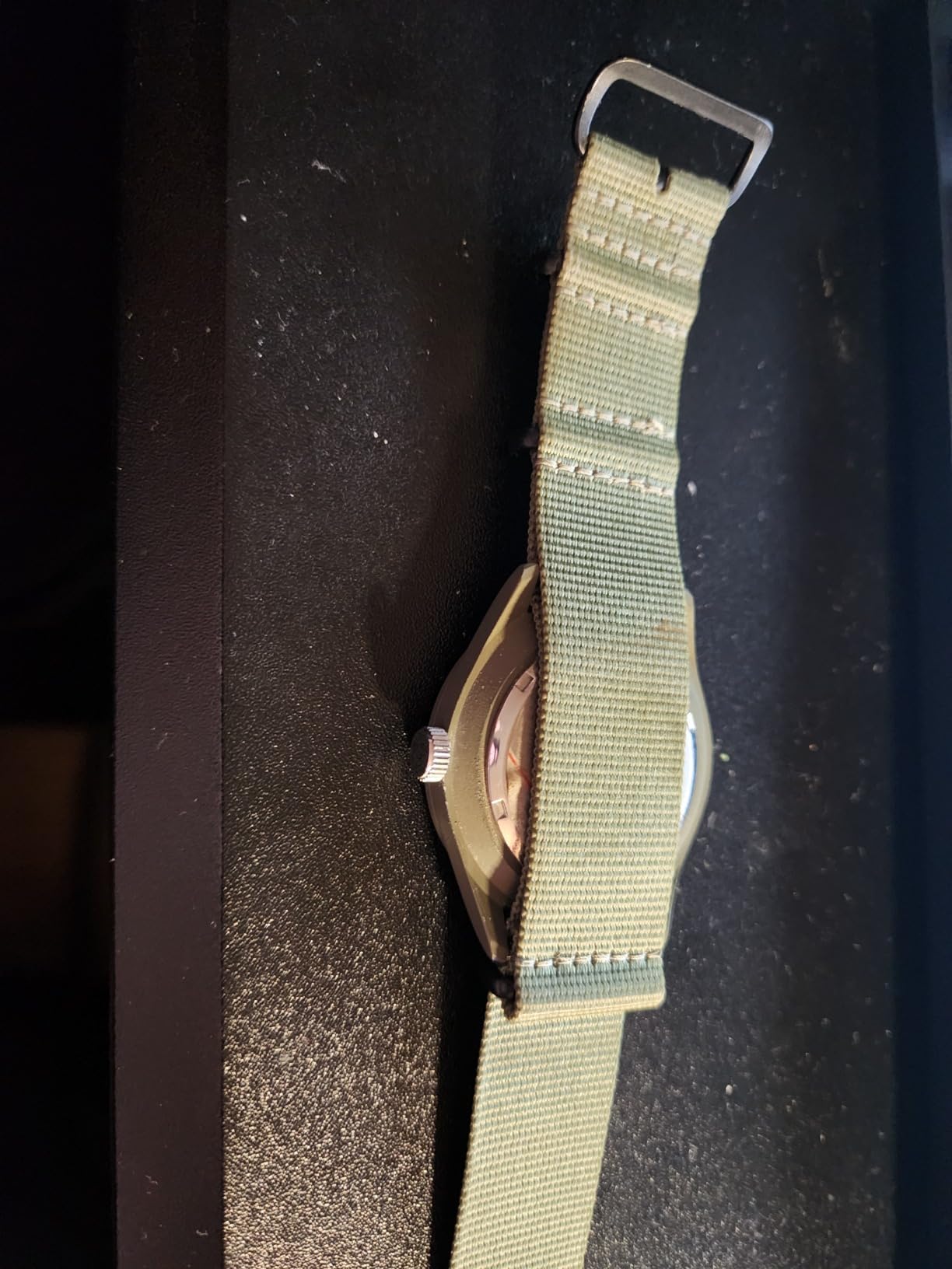 Infantry Mens Military Field Watch, Vietnam Style, 12/24H, Green Nylon Band customer photo 2