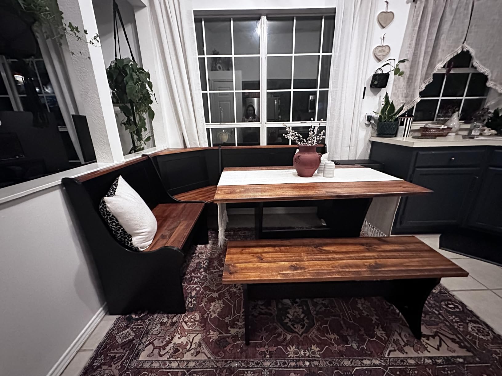 Linon Jackie Solid Wood 3 Piece Conversation Indoor Kitchen Corner Breakfast Dining Nook Set in Black customer photo 1