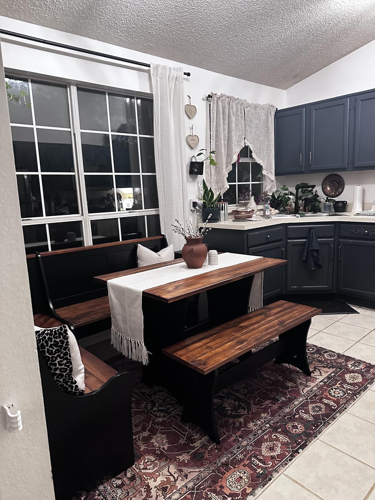 Linon Jackie Solid Wood 3 Piece Conversation Indoor Kitchen Corner Breakfast Dining Nook Set in Black customer photo 2