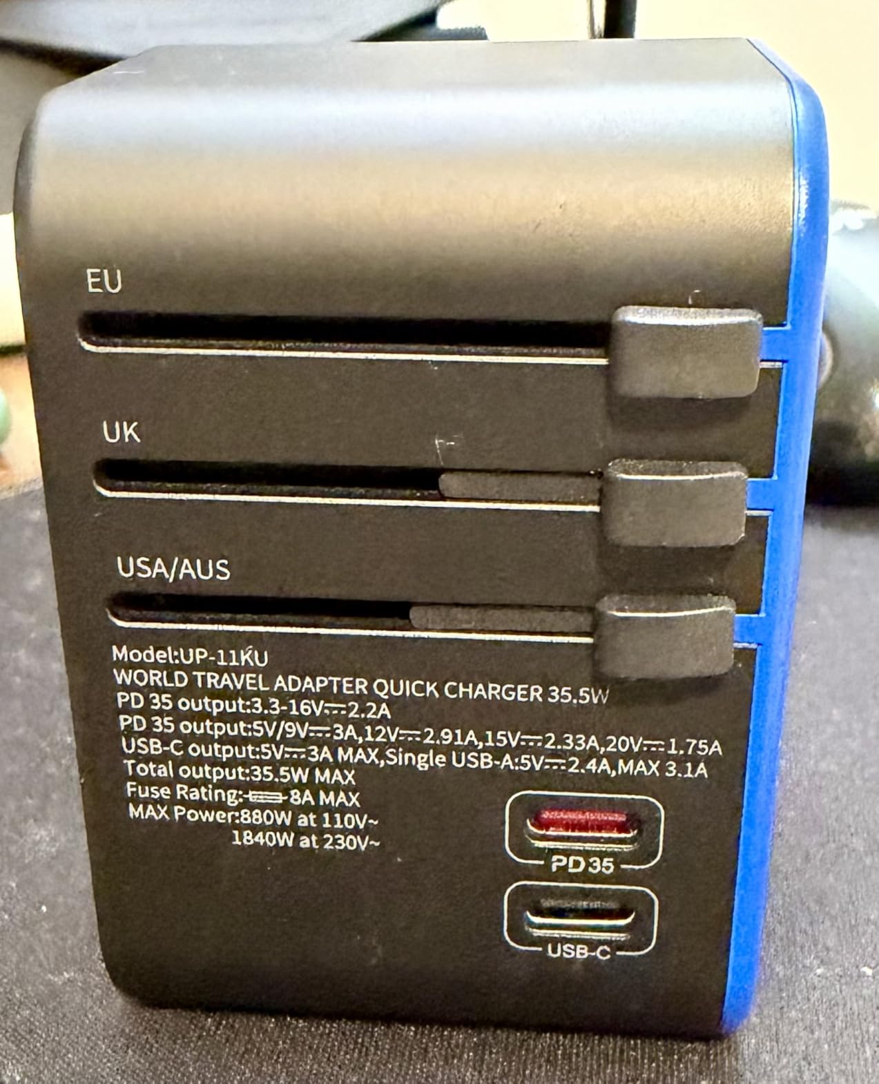 Ceptics 45W Universal Travel Adapter w/ 3 USB-A, 2 USB-C & Universal Input | International Power Adapter, Type A, C, G & I Plugs, Universal Socket for Global Compatibility, PD 45W Fast Charge customer photo 2