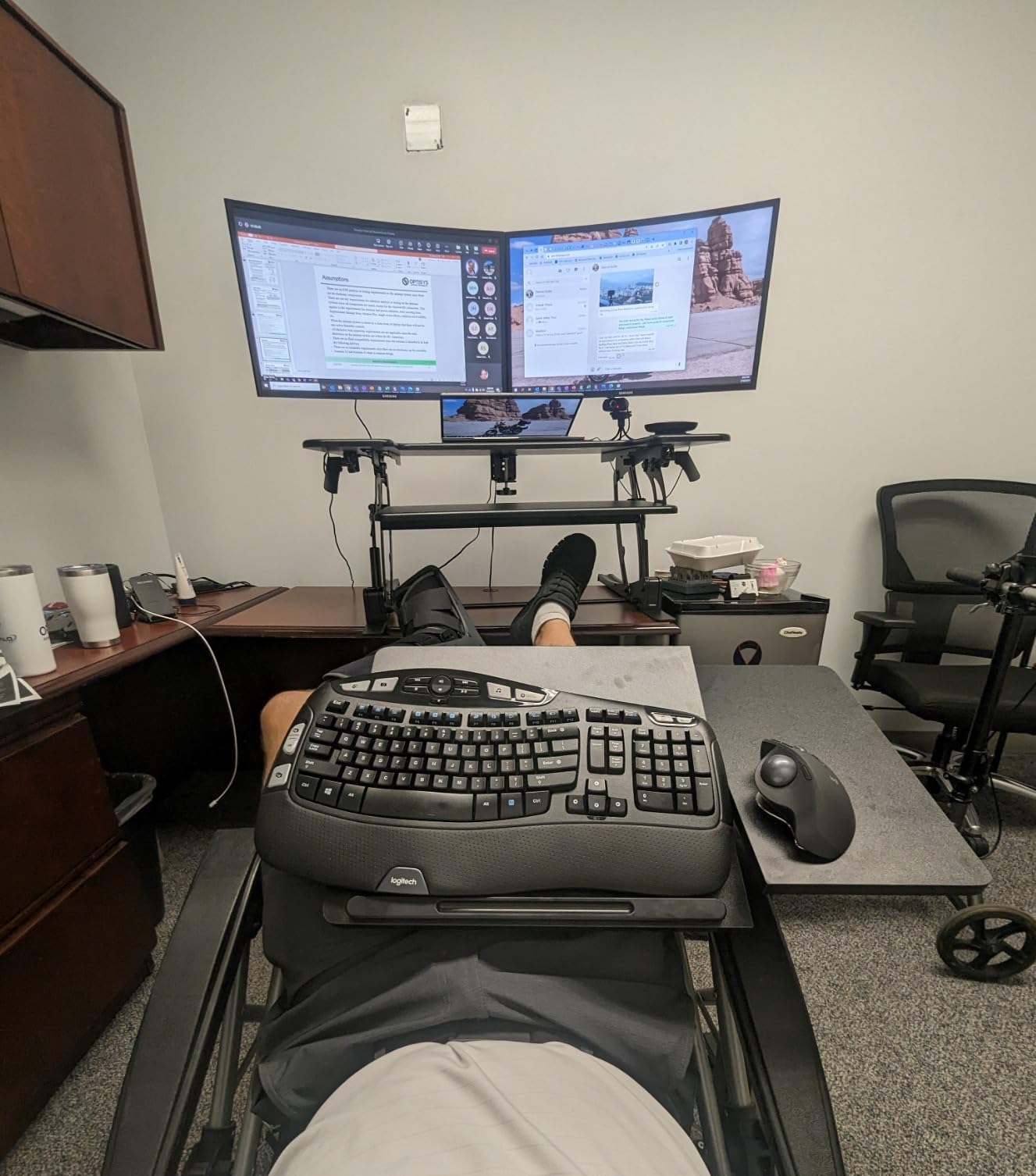 TigerDad Overbed Bedside Desk Mobile Rolling Laptop Stand Tilting Overbed Table with Wheels Height Adjustable Tray Table for Laptop Bed Sofa Side Table, Home & Hospital Use (Black) customer photo 2