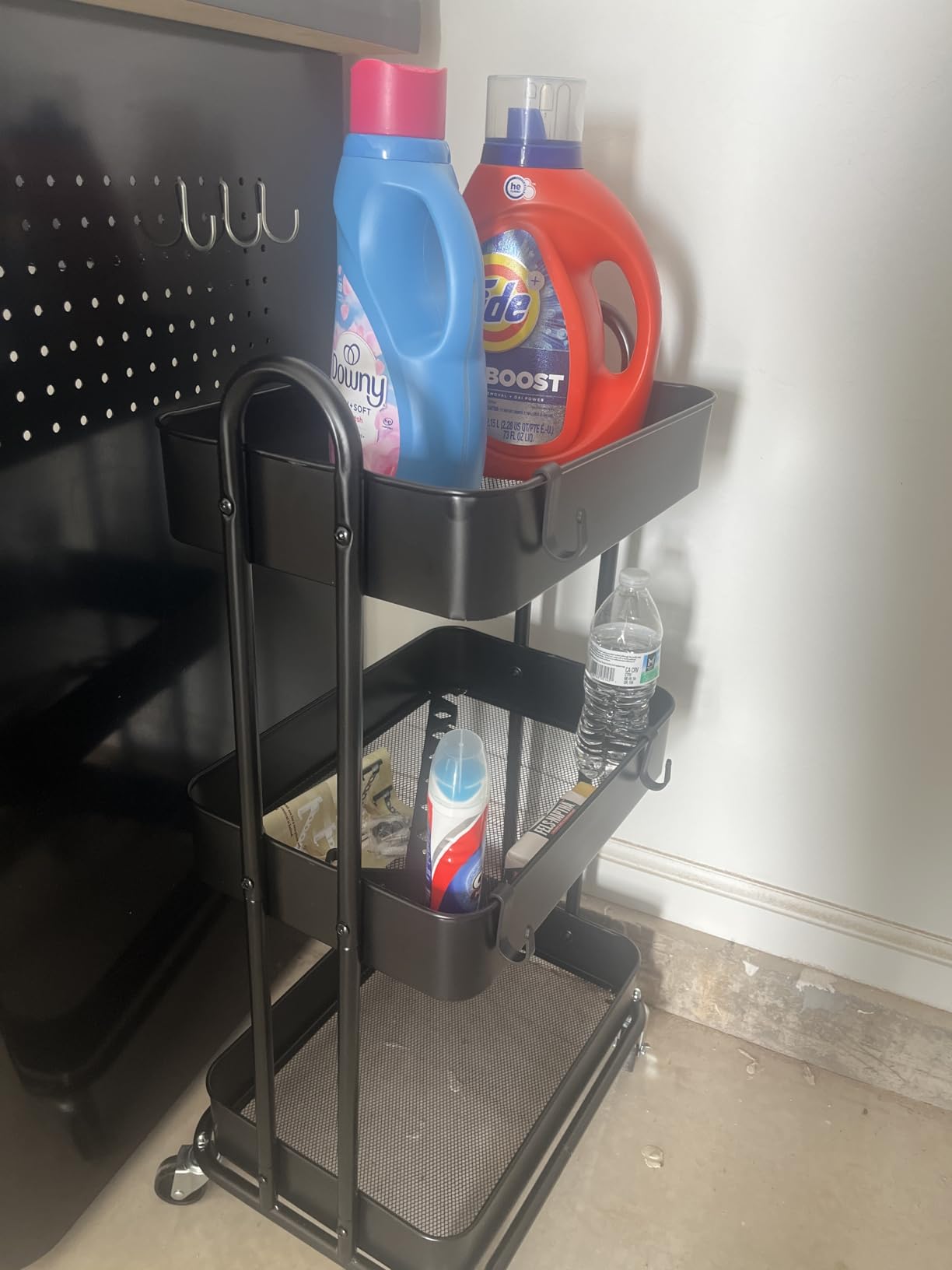 Simple Houseware 3-Tier Heavy Duty Metal Utility Rolling Cart, White customer photo 2