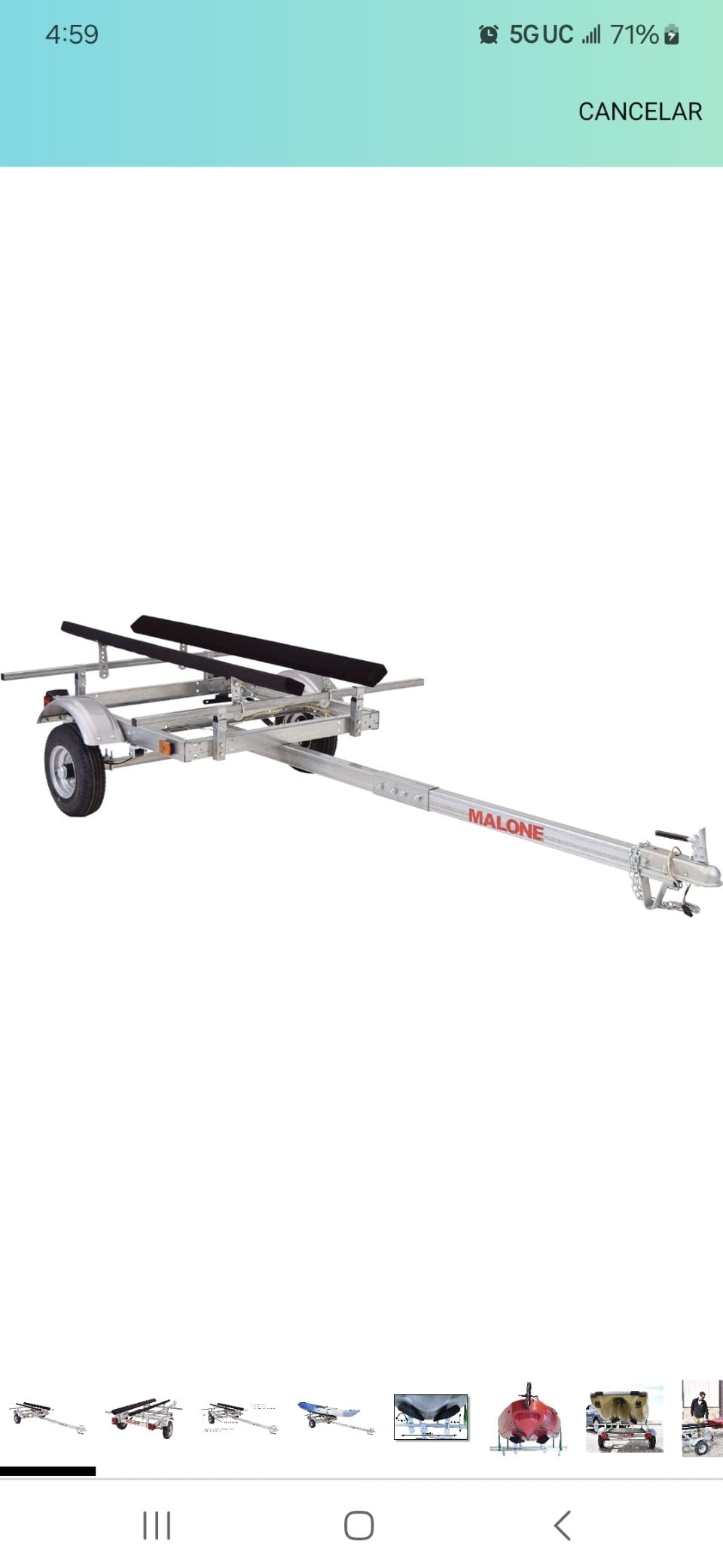 Malone MPG586XB EcoLight 1 Kayak Trailer with 1 Bunk Kayak Carrier | 14' / 400 lbs Capacity | Fully Submersible | Marine Grade Galvanized Steel Construction customer photo 1