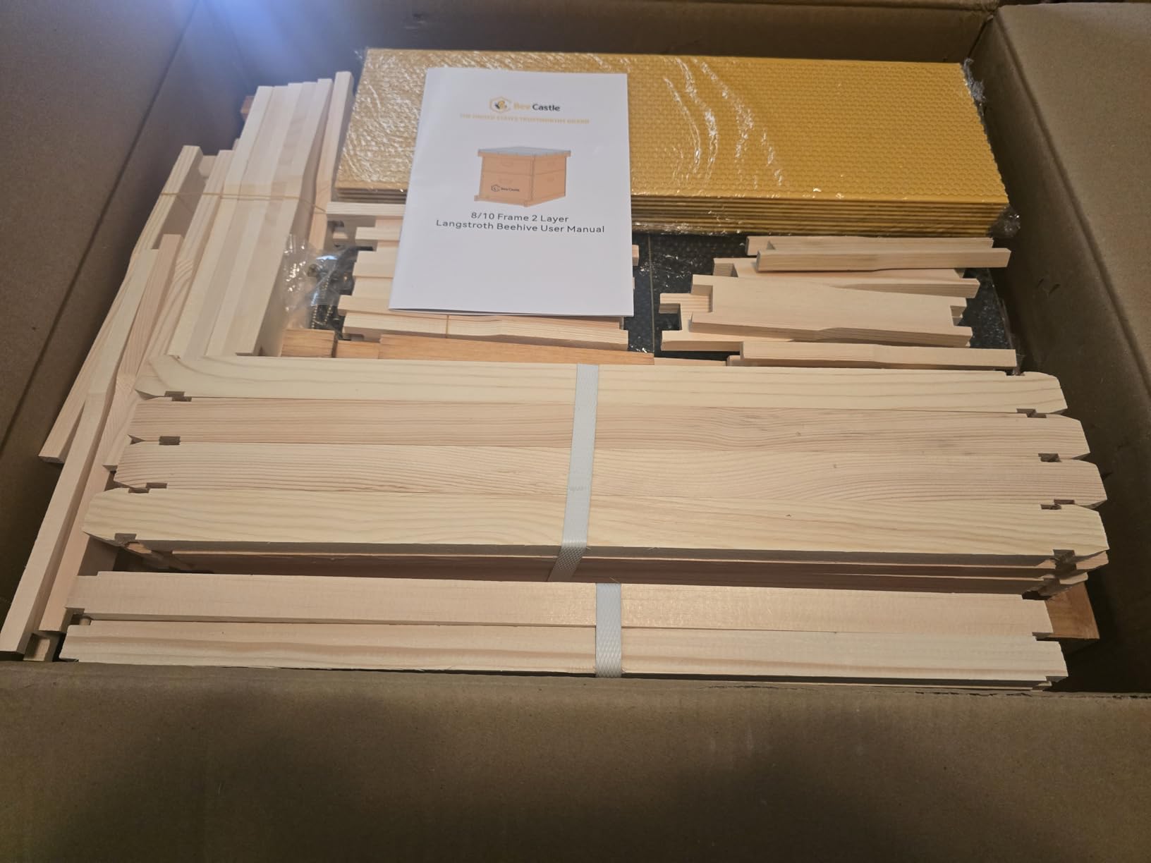 BeeCastle 10-Frames Complete Beehive Kit, 100% Beeswax Coated Bee Hive Includes Beehive Frames and Beeswax Coated Foundation Sheet (2 Layer) customer photo 2